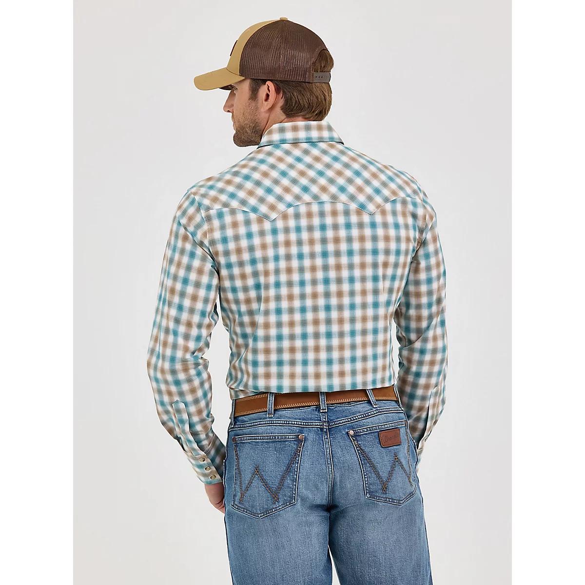 Men's Wrangler Retro® Long Sleeve Sawtooth Snap Pocket Western Shirt in Sunset Product Image