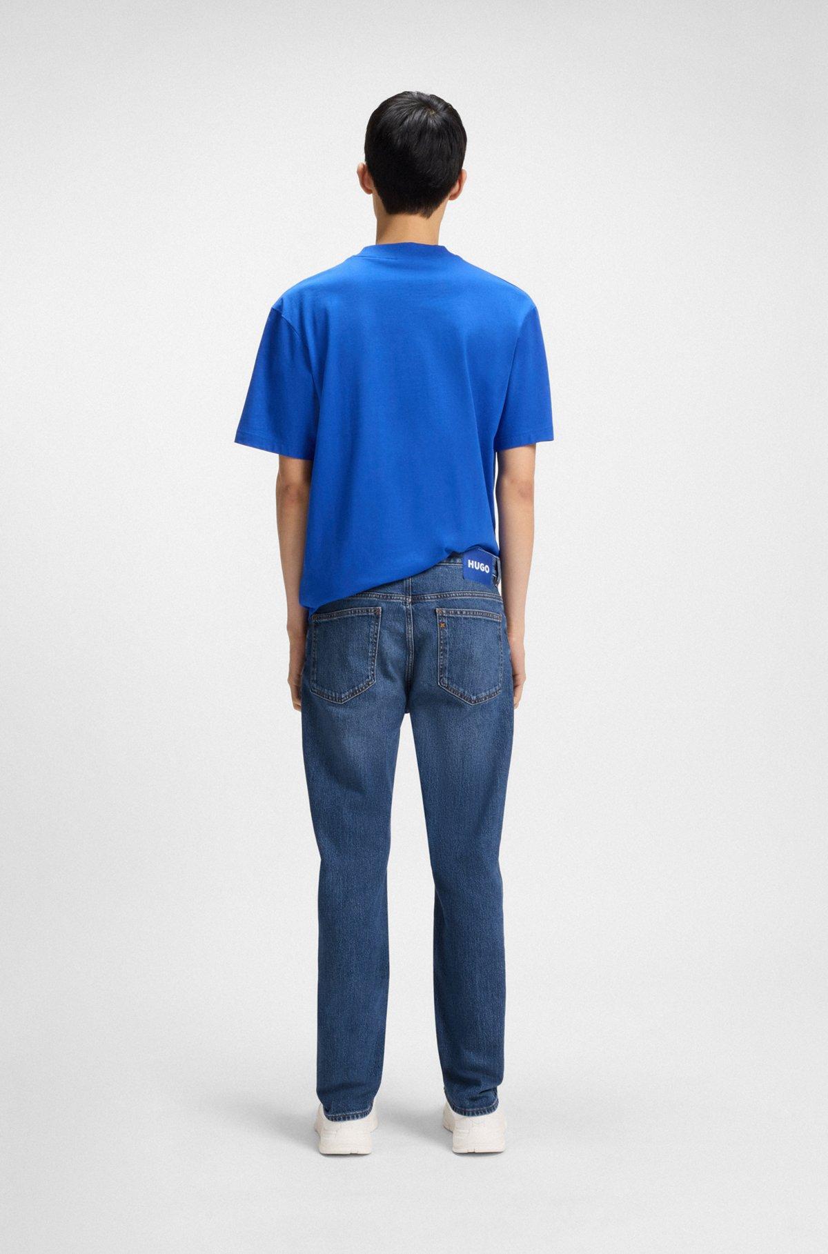 HUGO - Slim-fit jeans in mid-blue stretch denim - Dark Blue Product Image