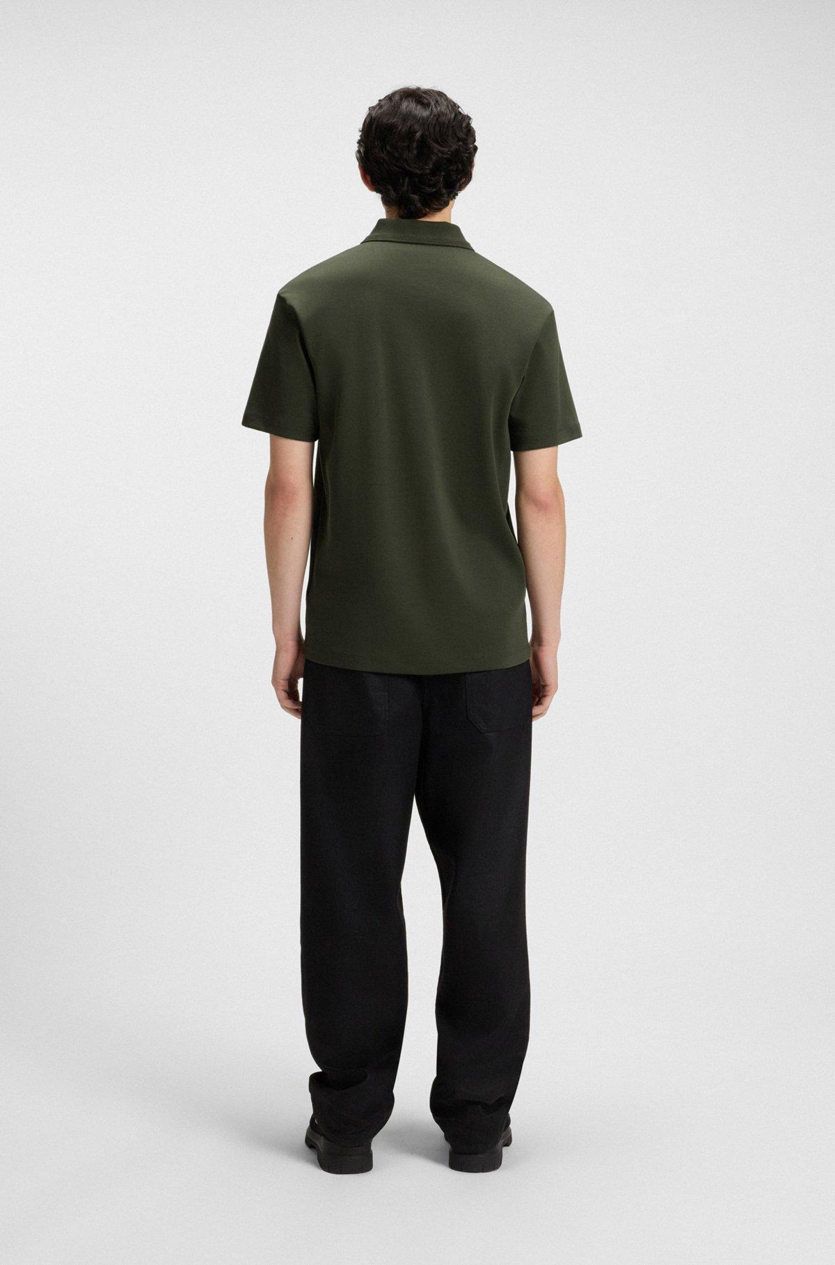 HUGO - Interlock-cotton polo shirt with stacked logo - Dark Green Product Image