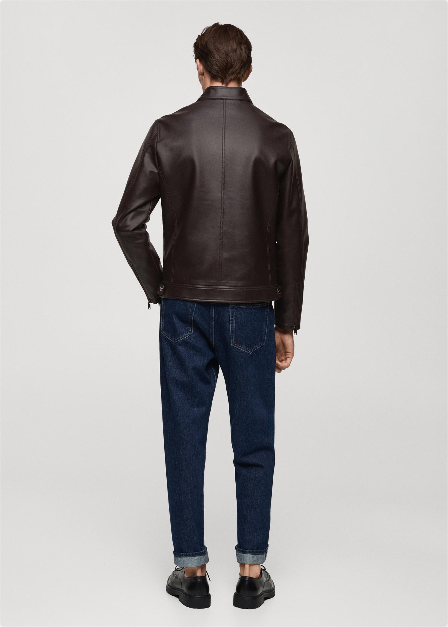 Nappa leather-effect jacket - Men | MANGO USA Product Image