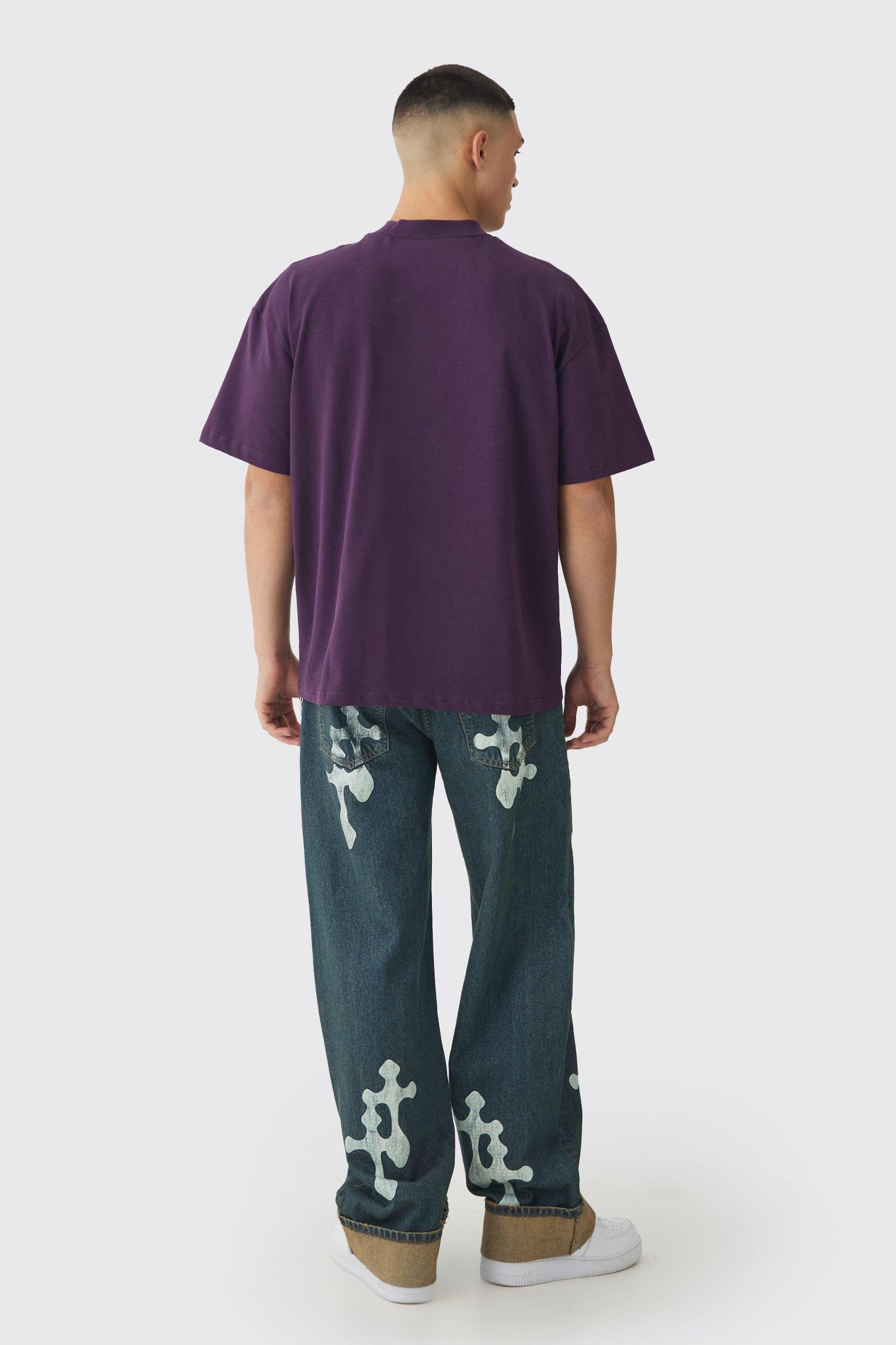 Relaxed Rigid Graffiti Spray Printed Jeans | boohooMAN USA Product Image