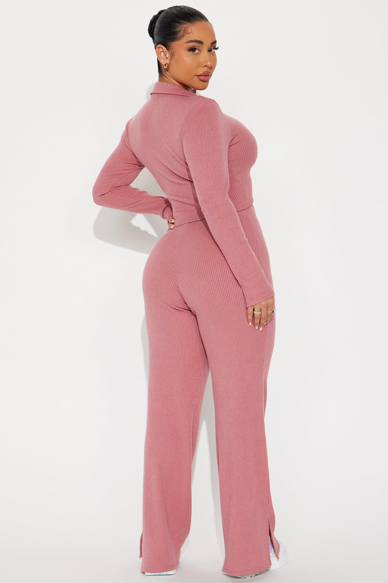 Off The Clock Cozy Pant Set - Mauve Product Image