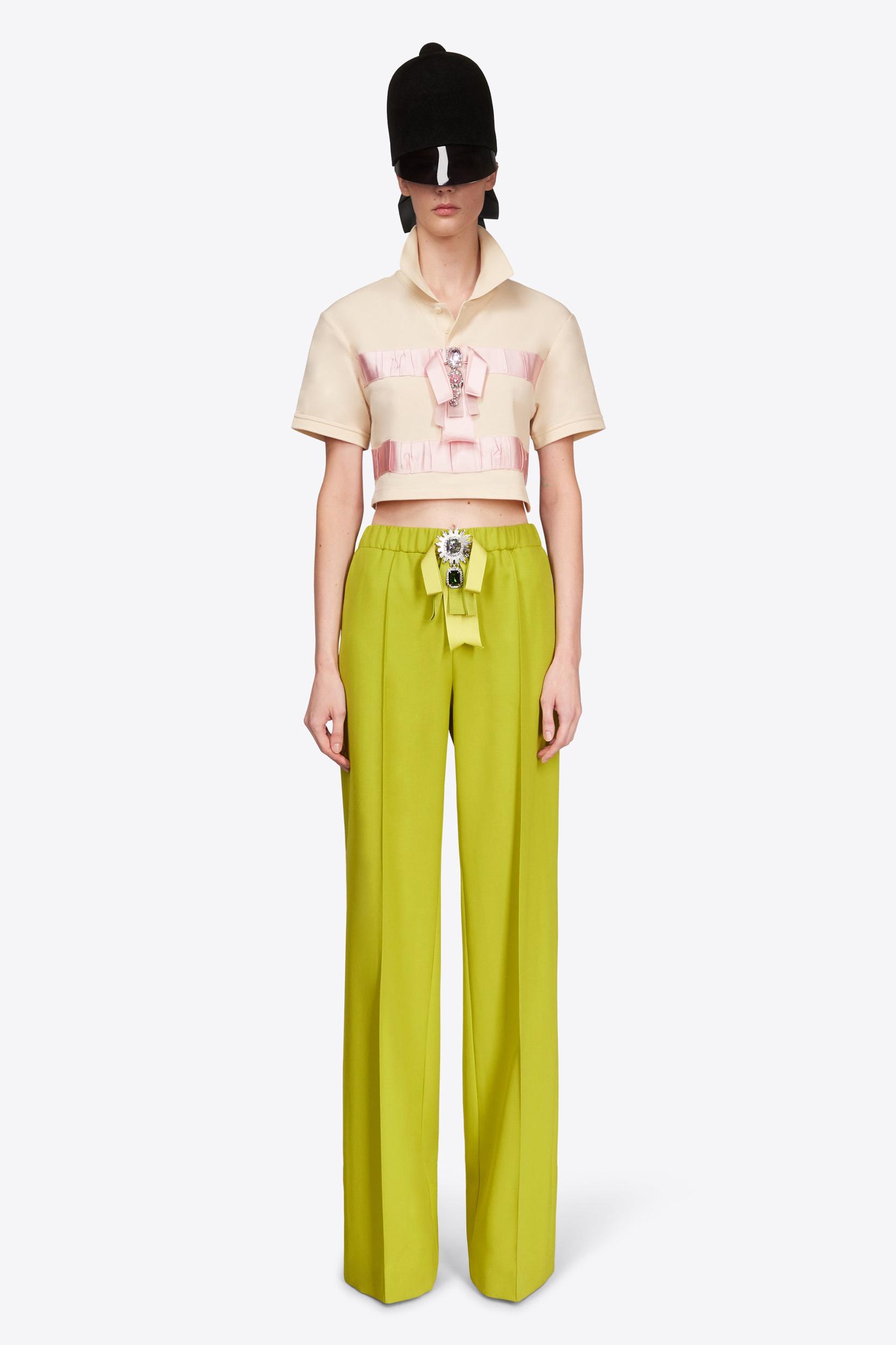 Crystal Embellished Bow Cropped Polo Product Image