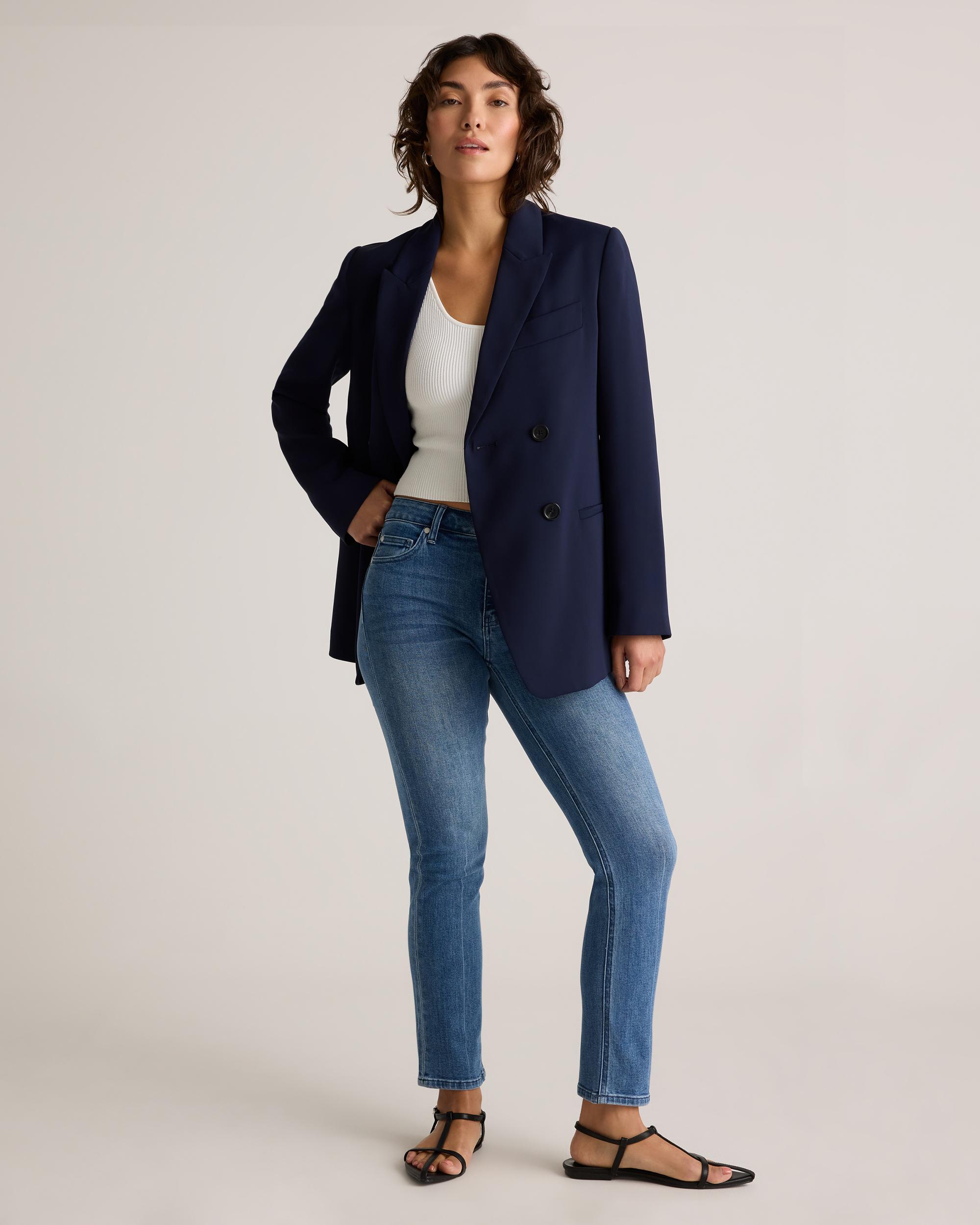 Quince | Women's Luna Stretch Slim Straight Jeans Organic Cotton Product Image