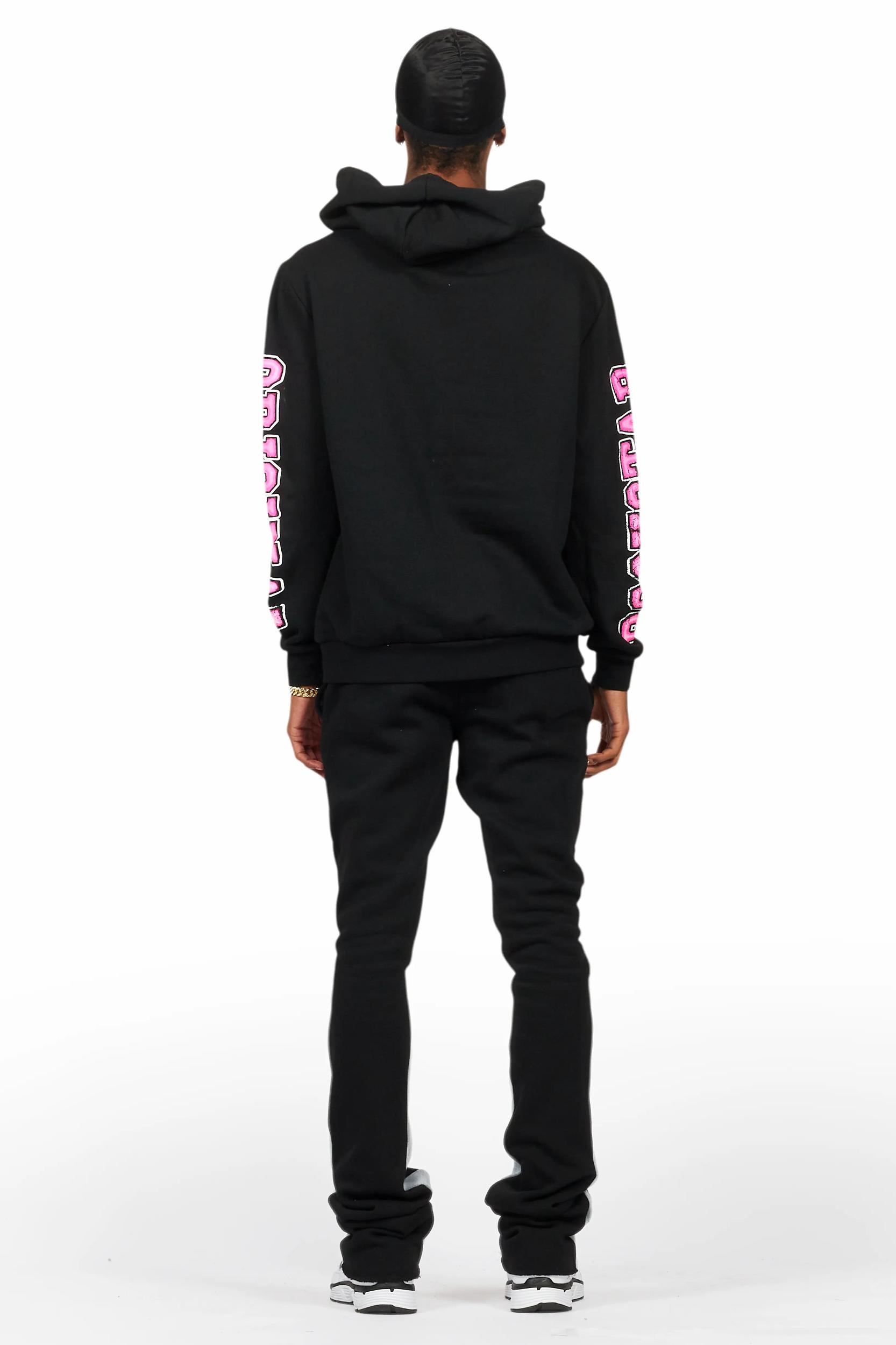 Fields Black/Pink Stacked Flare Hoodie Track Set Male Product Image