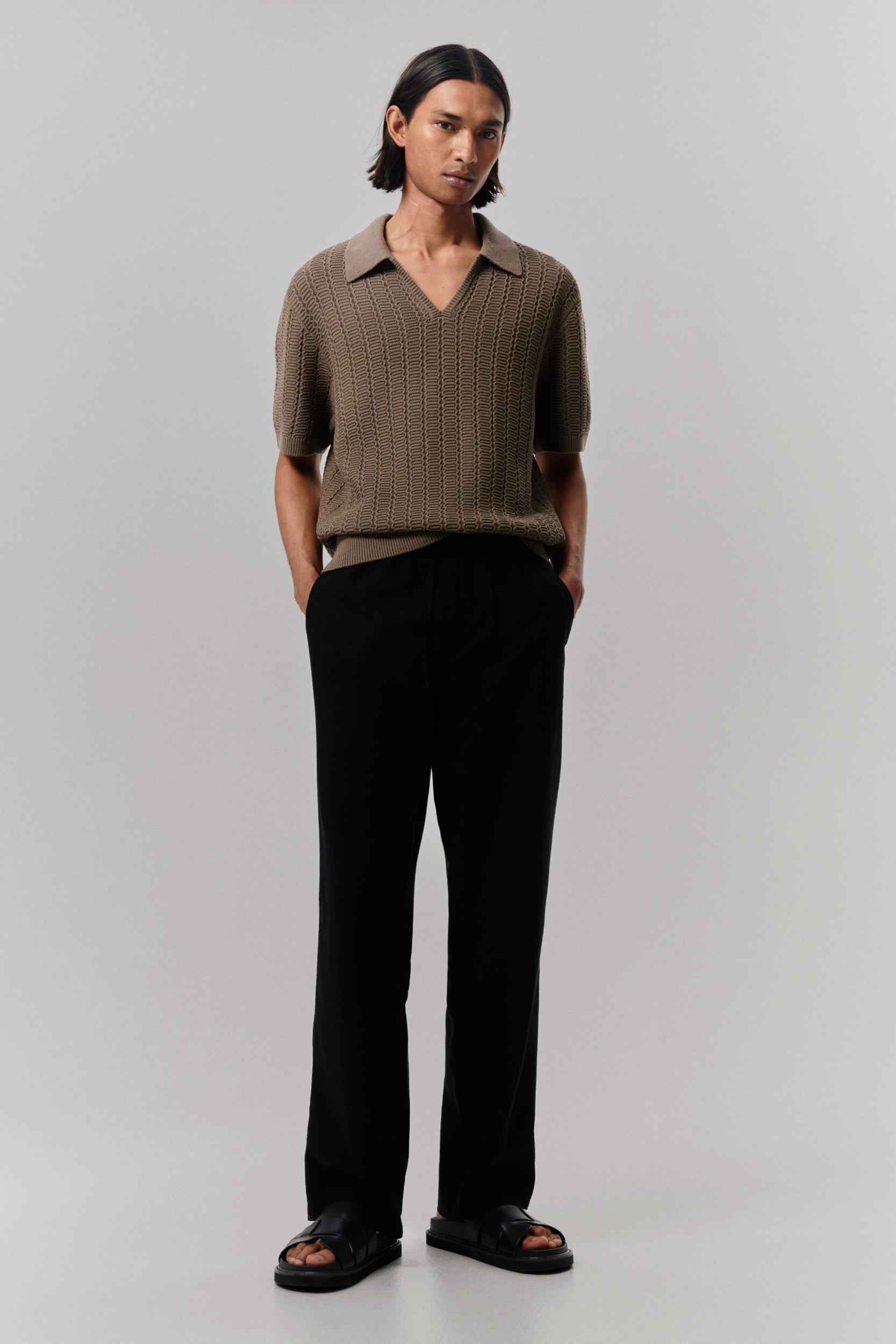 Regular-Fit Textured-Knit Polo Shirt Product Image