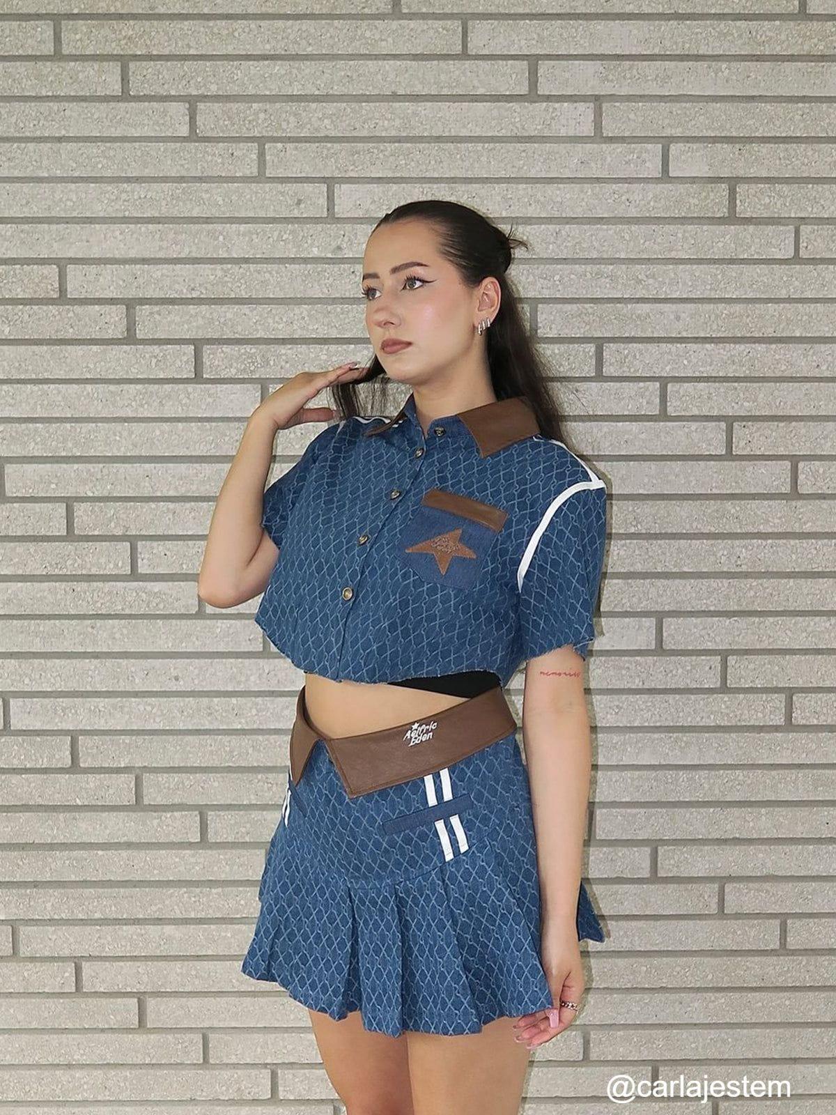 Aelfric Eden Vintage Denim Jacquard Skirt Female Product Image