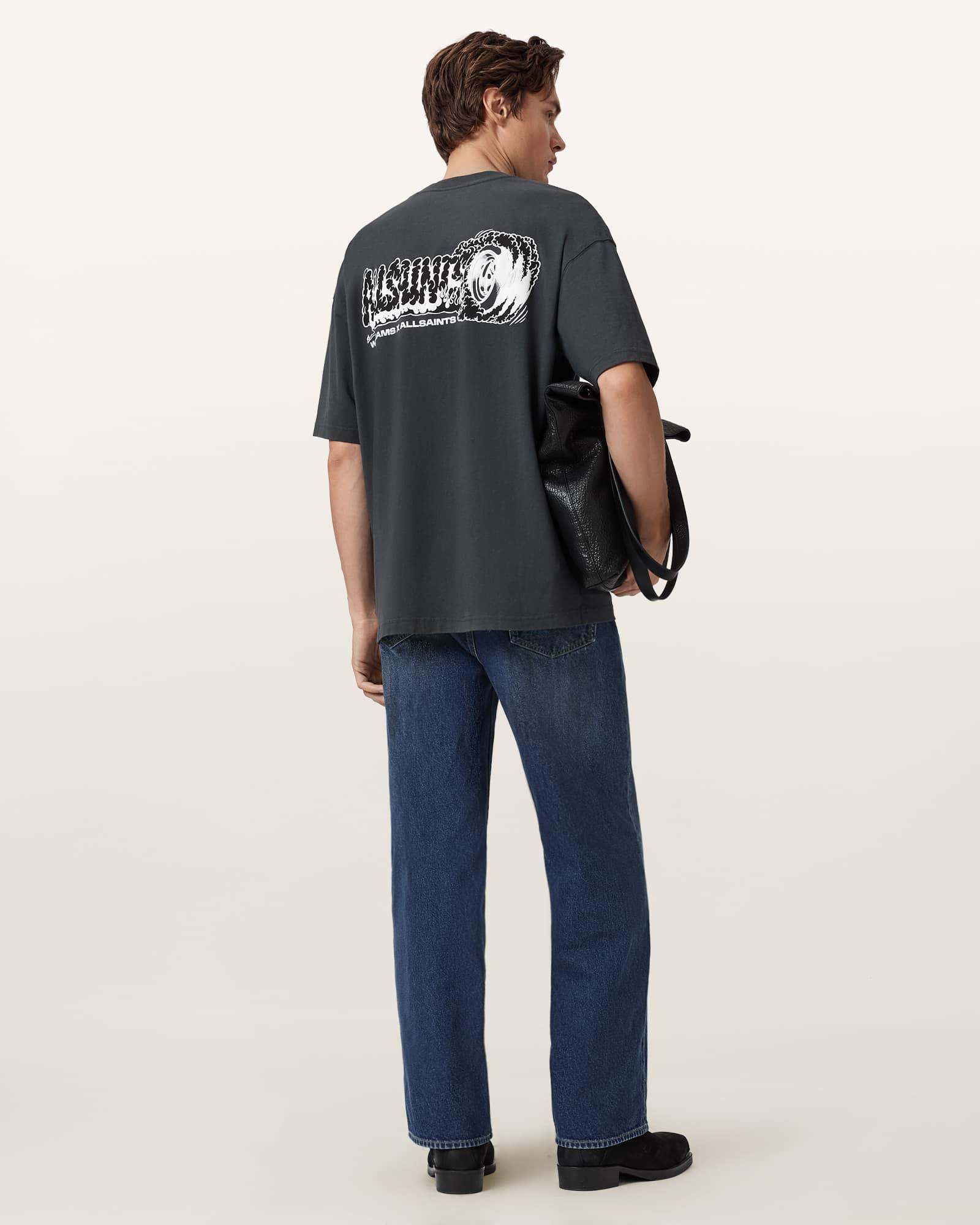 Williams X AllSaints Burnout Crew Neck T-Shirt Washed Black | ALLSAINTS US Product Image