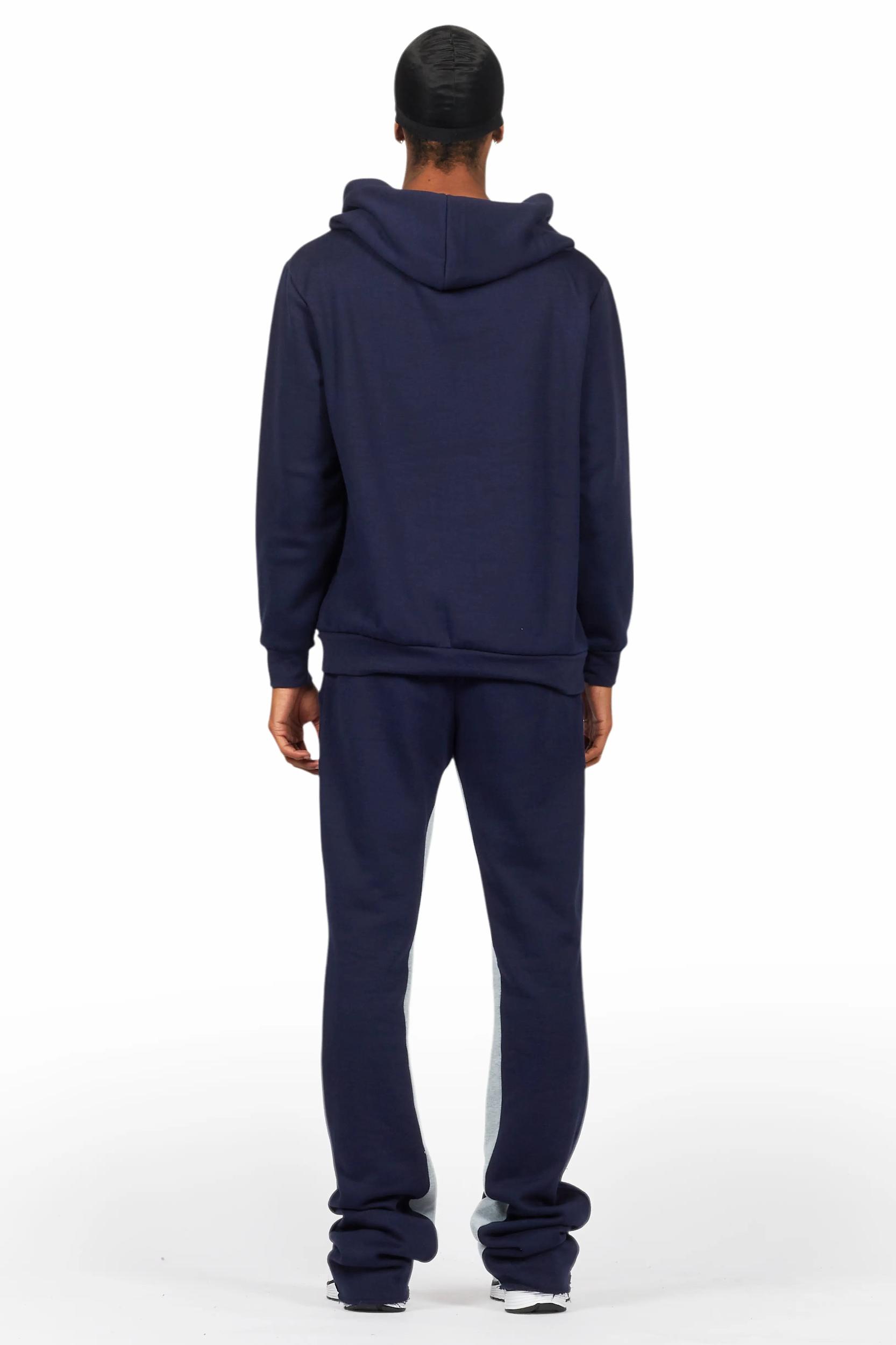 Basic Navy Hoodie/Baggy Track Pant Set Male Product Image