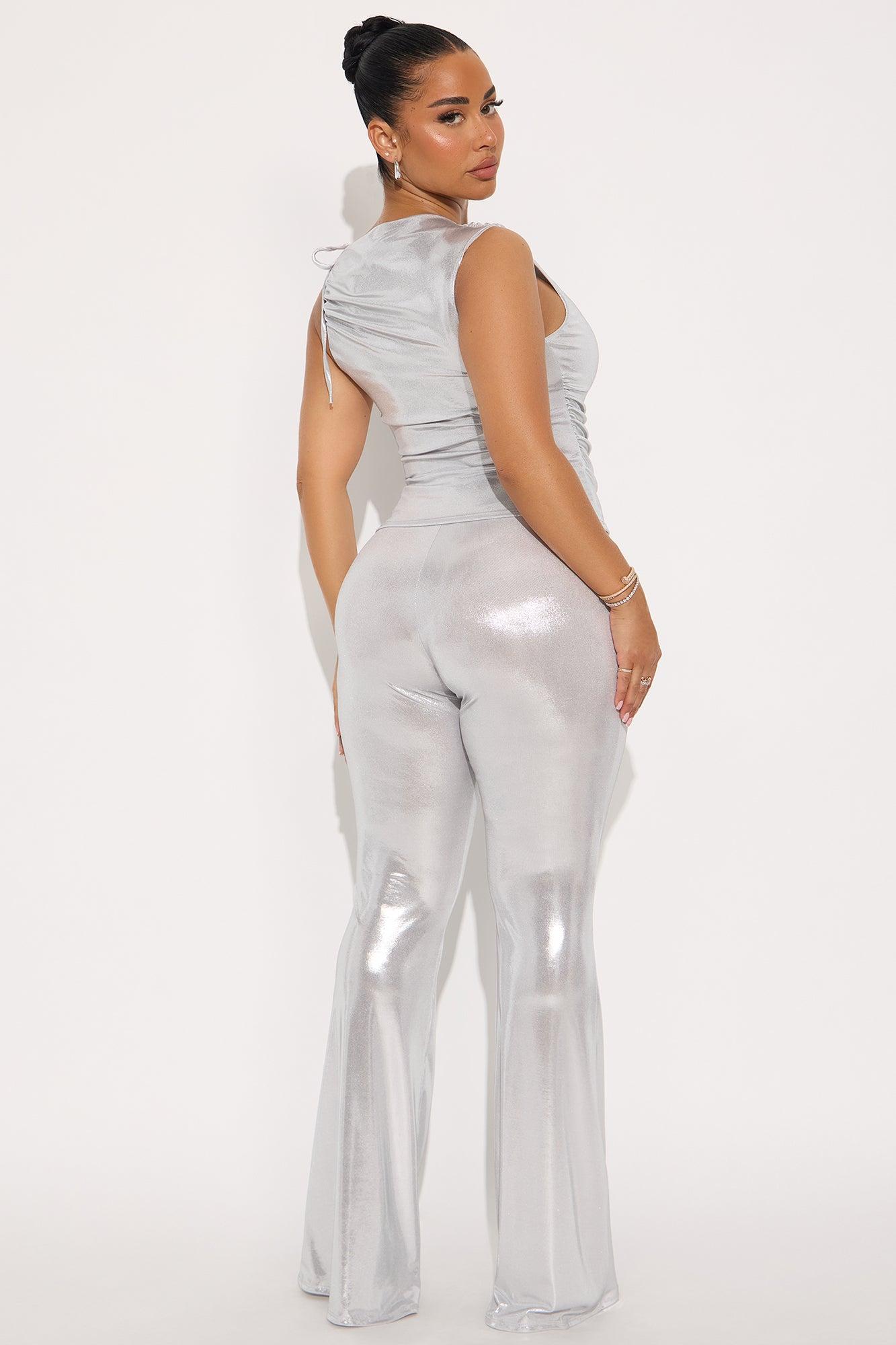 Kai Metallic Flare Pant Set - Silver Female Product Image