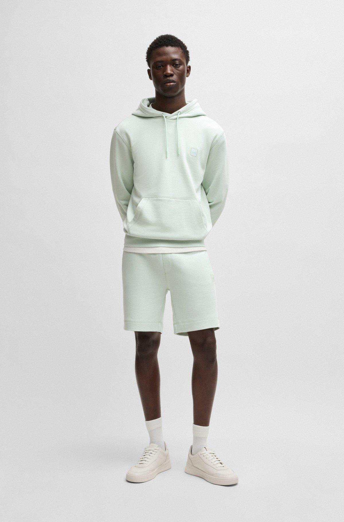 Cotton-terry regular-fit shorts with logo badge Product Image