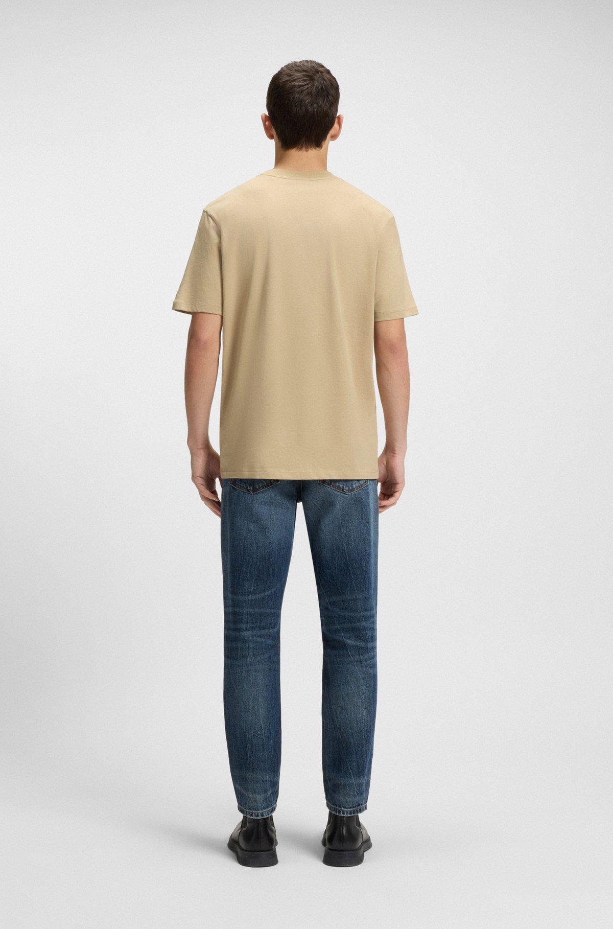 HUGO - Cotton-jersey T-shirt with lip artwork - Beige Product Image