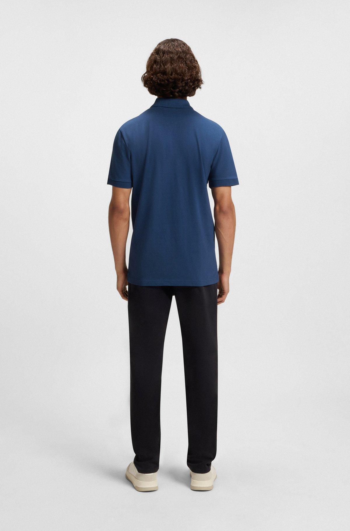 BOSS - Extra-slim-fit stretch-cotton shirt with logo tape - Light Blue Product Image