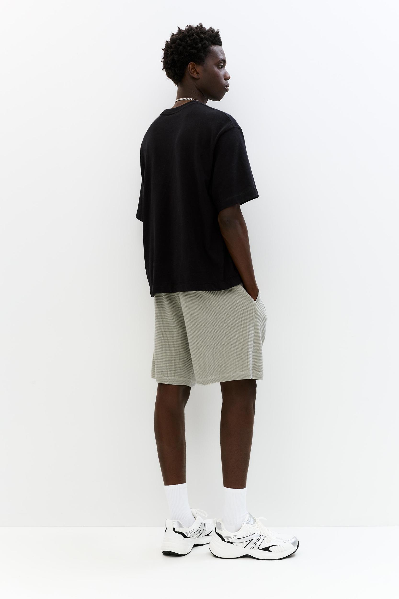 Jogger Bermuda shorts in waffle-knit fabric Product Image