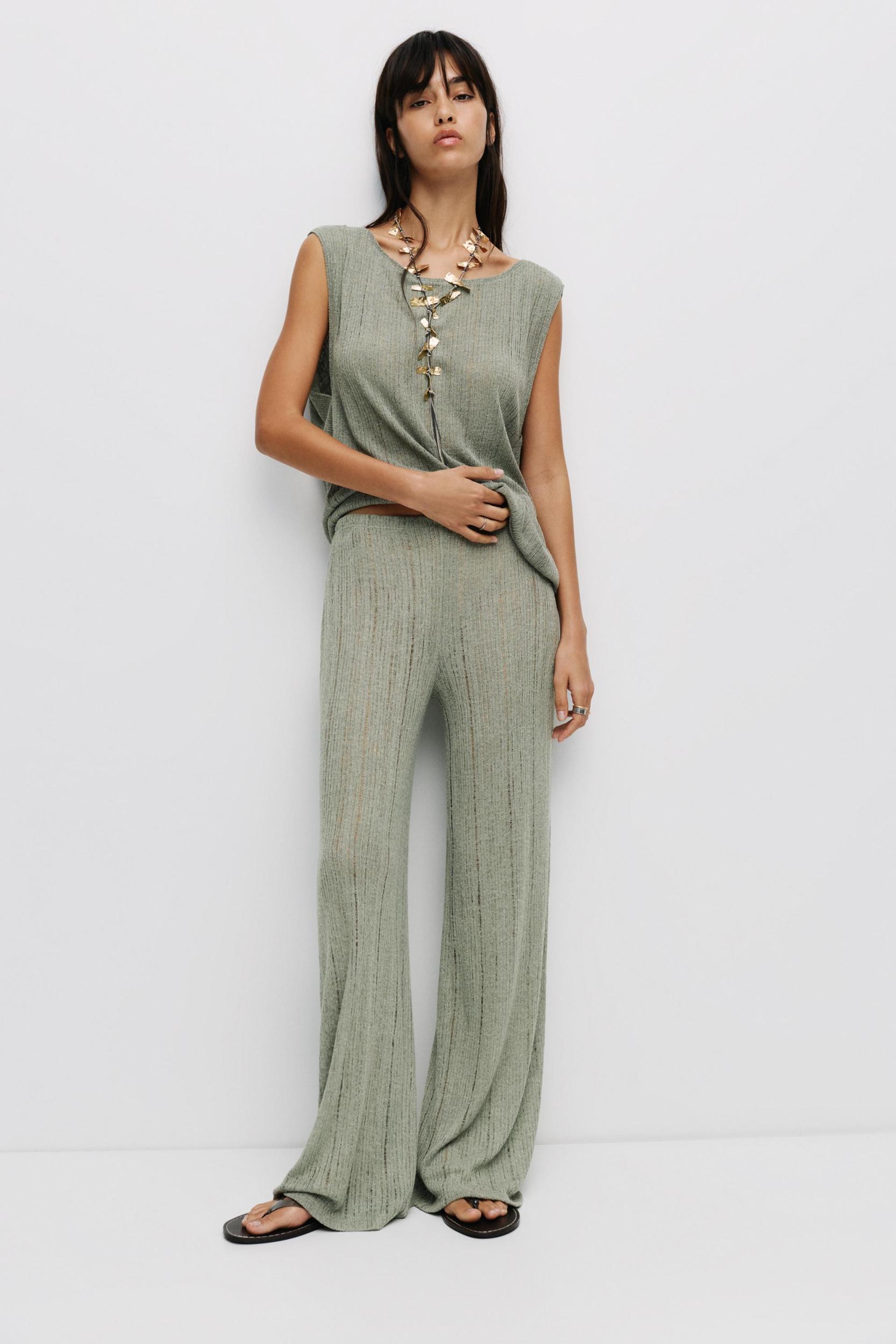 Pointelle knit trousers Product Image
