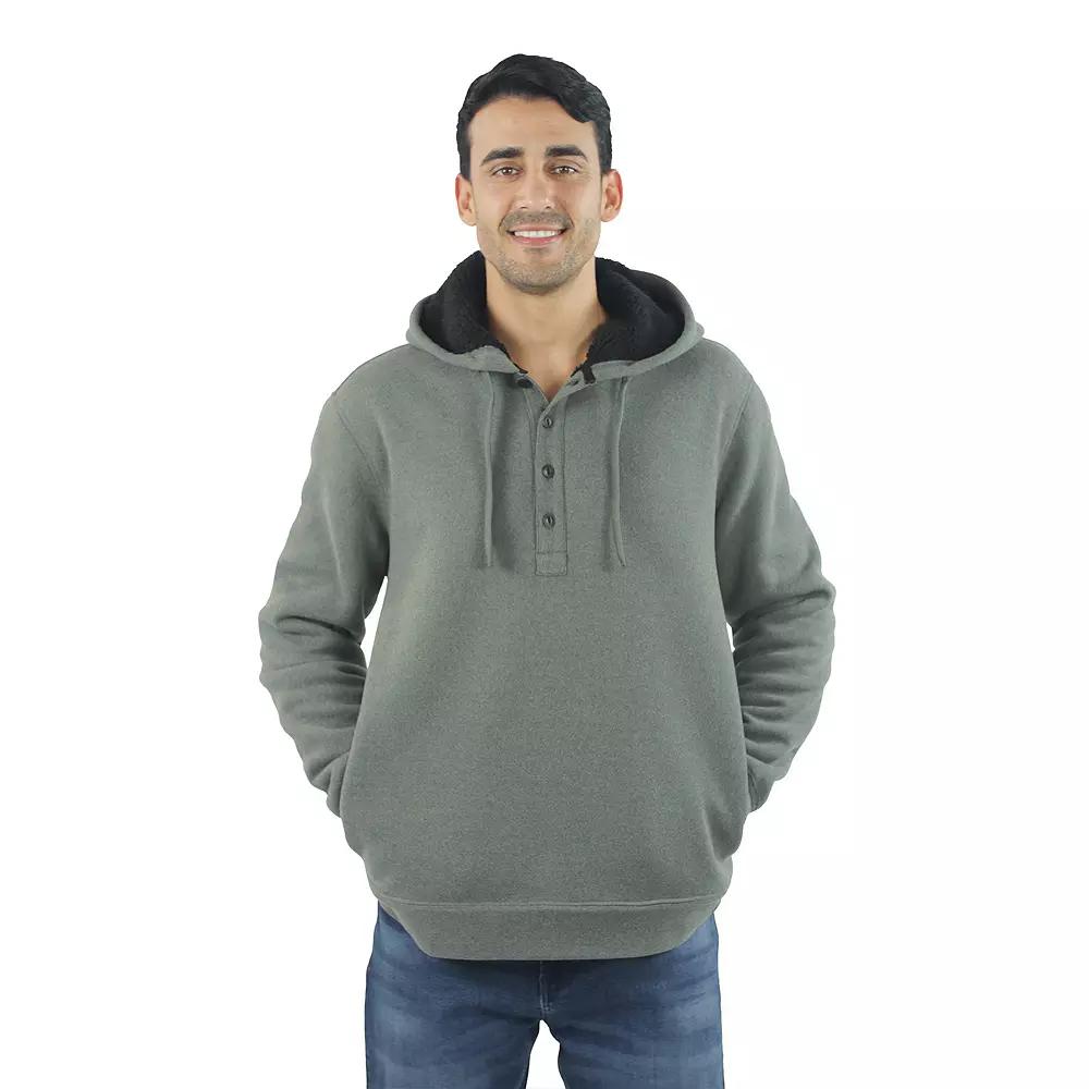 Men's JACHS NY Sherpa-Lined Hooded Henley, Size: Small, Grey Product Image