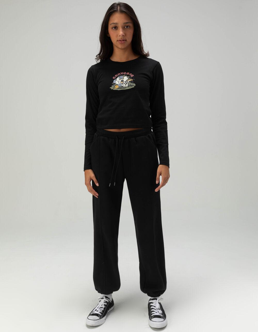 CONVERSE Skull Womens Long Sleeve Tee - BLACK Product Image