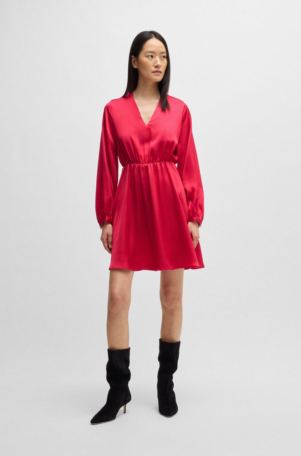 V-neck dress in hammered satin Product Image