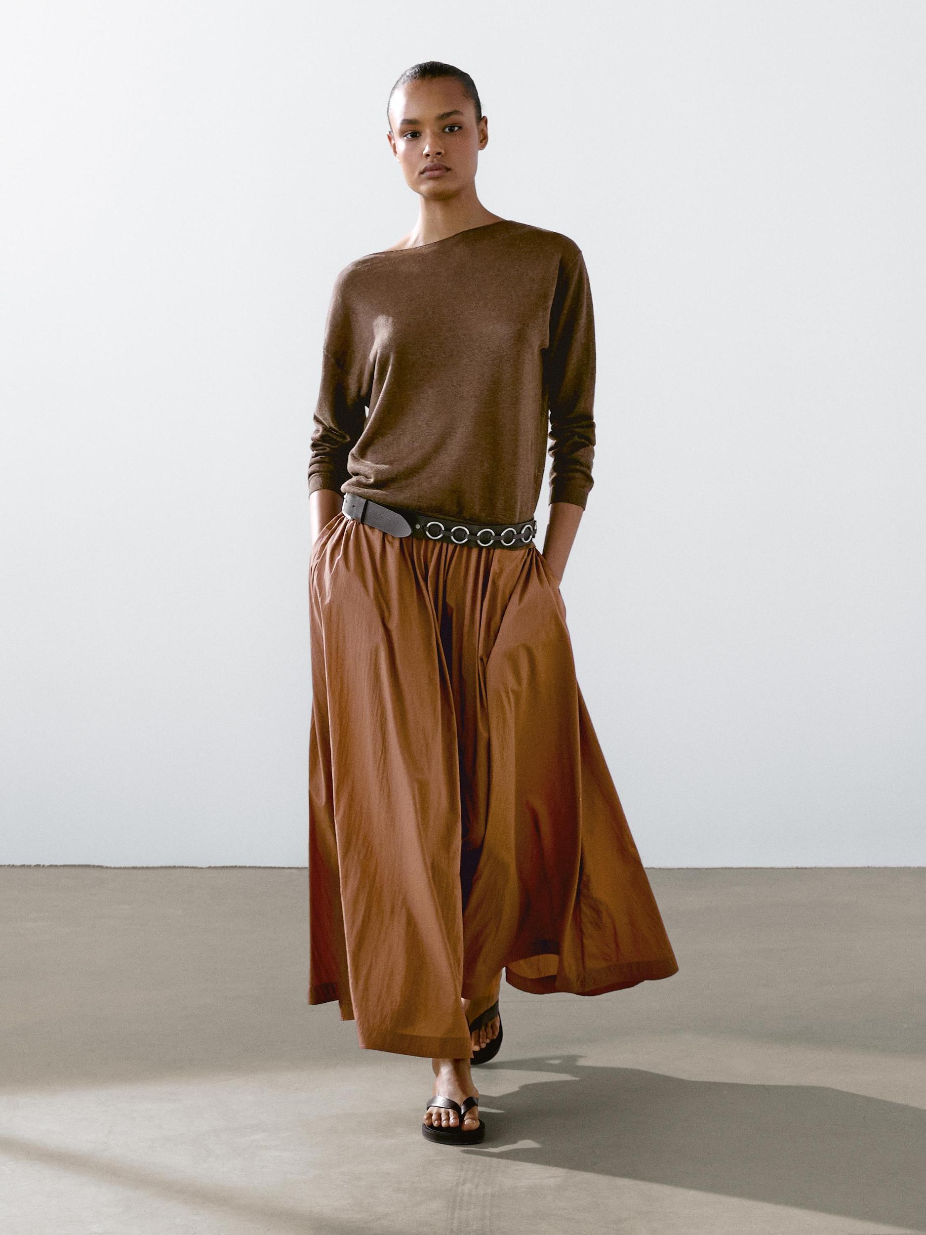 100% linen boat neck sweater Product Image