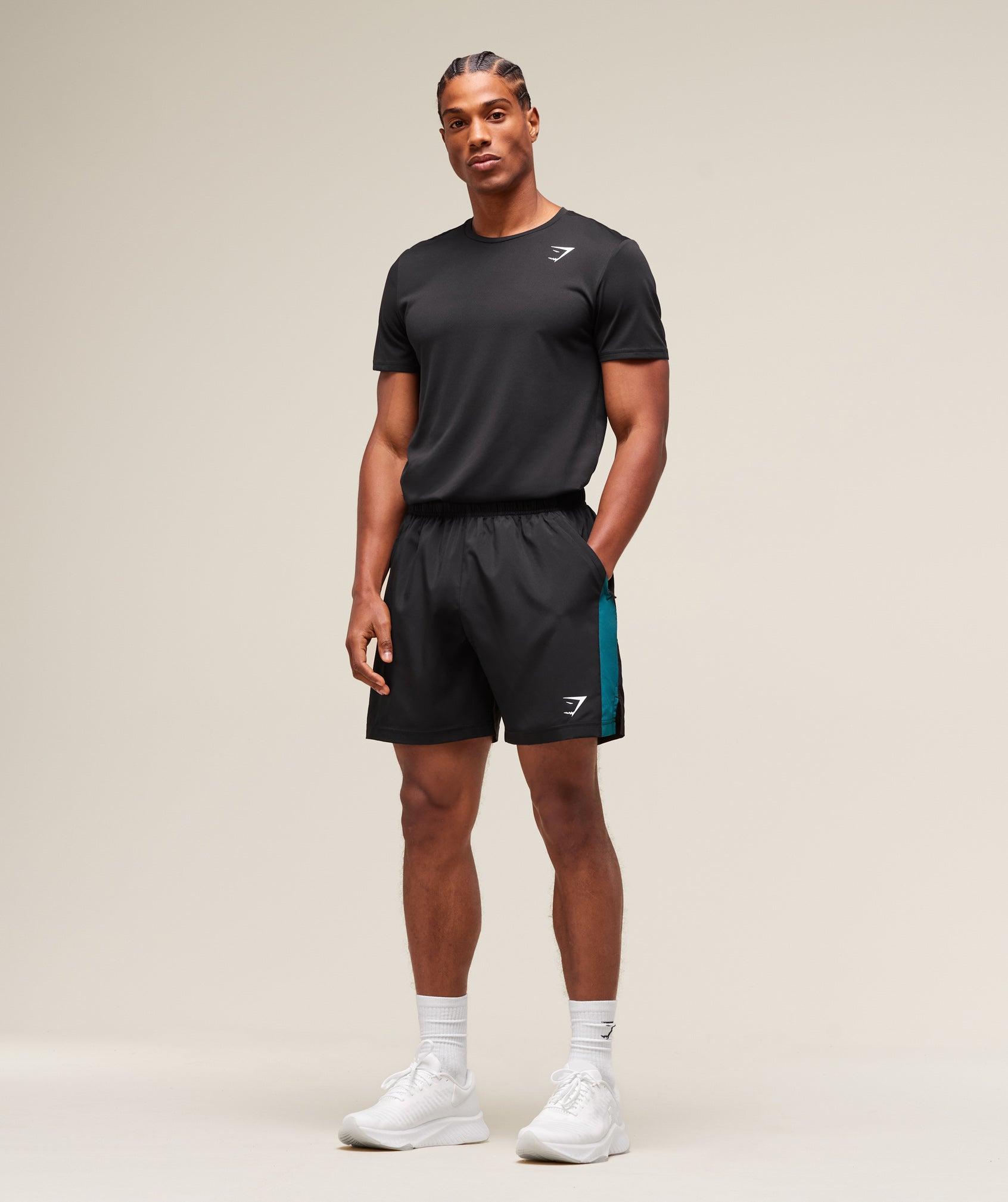 Gymshark Sport  7" Shorts - Black/Functional Teal Male Product Image