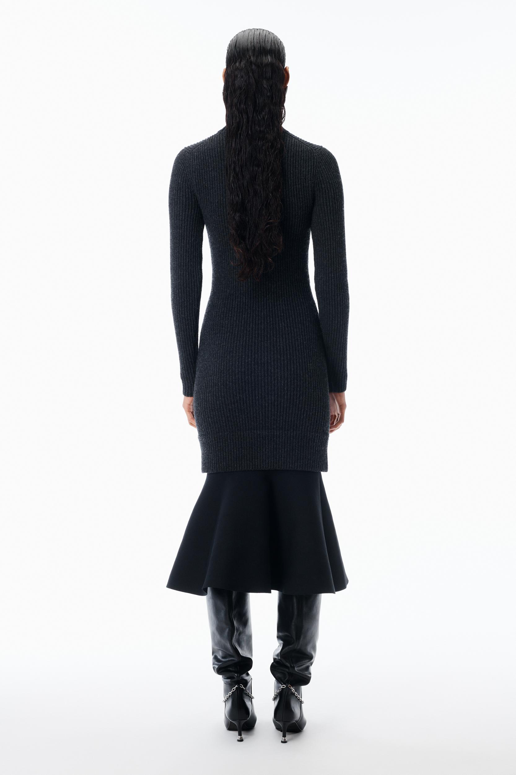Ribbed Long-sleeve Dress In Wool   Product Image