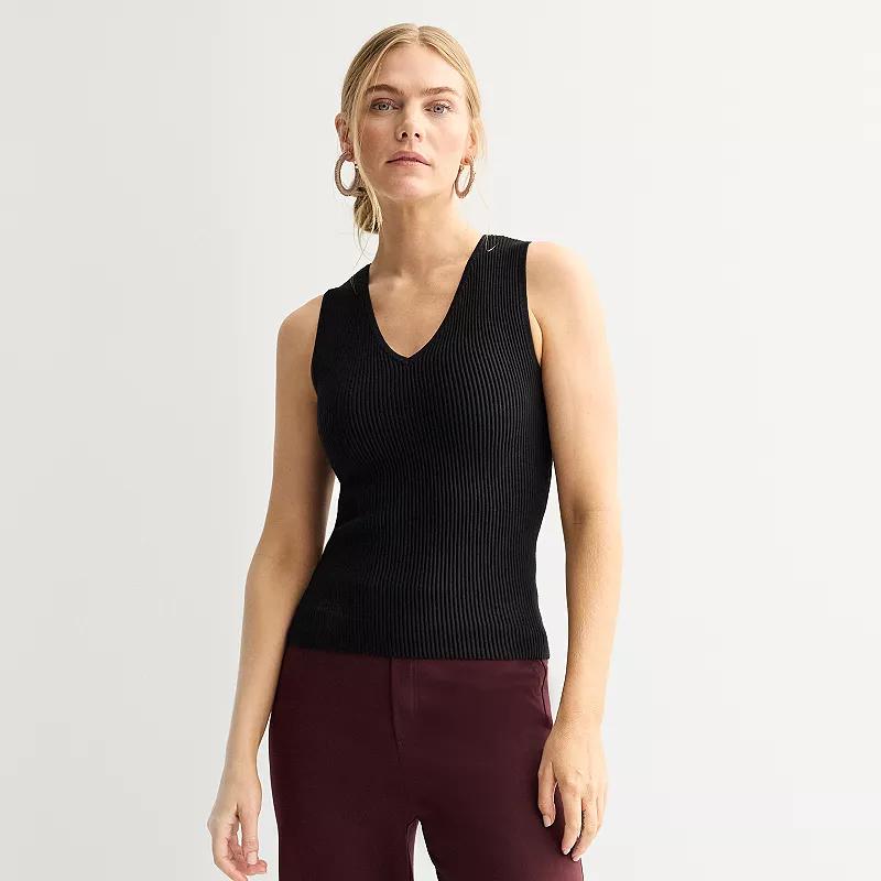 Women's Nine West Fitted Sweater Sculpt V-Neck Tank Top,  Product Image
