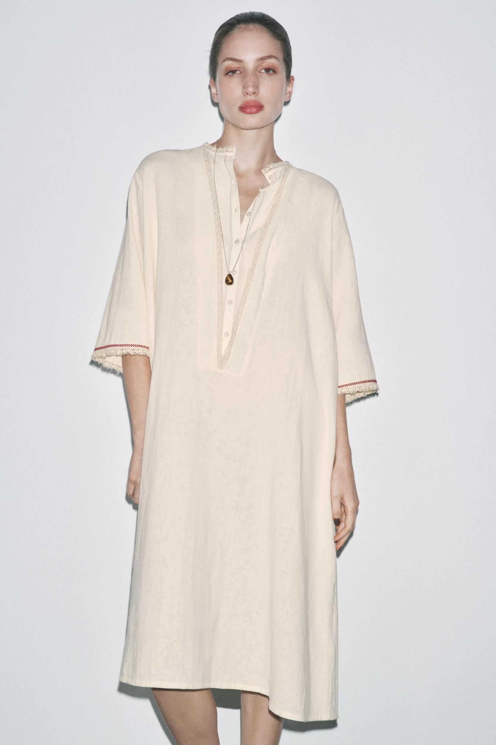 LIMITED EDITION CONTRAST LINEN KAFTAN Product Image