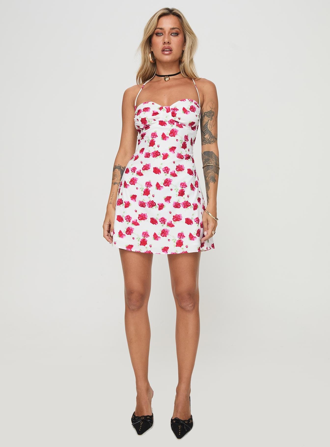 Arslan Mini Dress White Floral Product Image