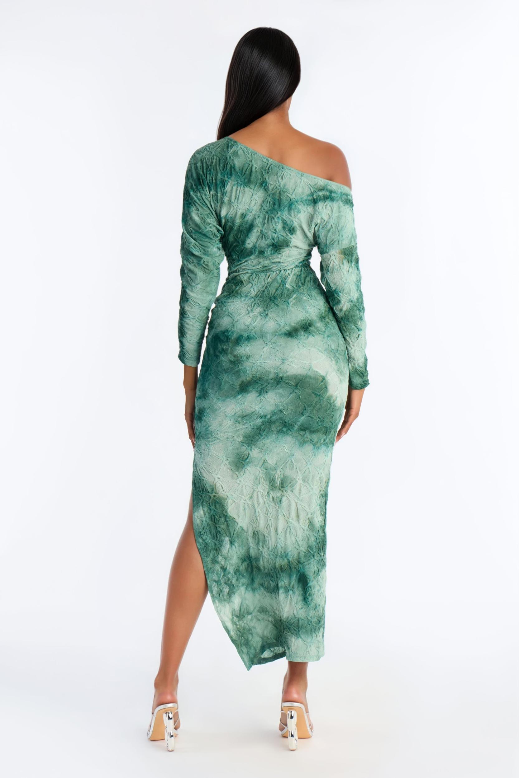 Riannon Textured Tie Dye Maxi Dress - Green/combo Female Product Image