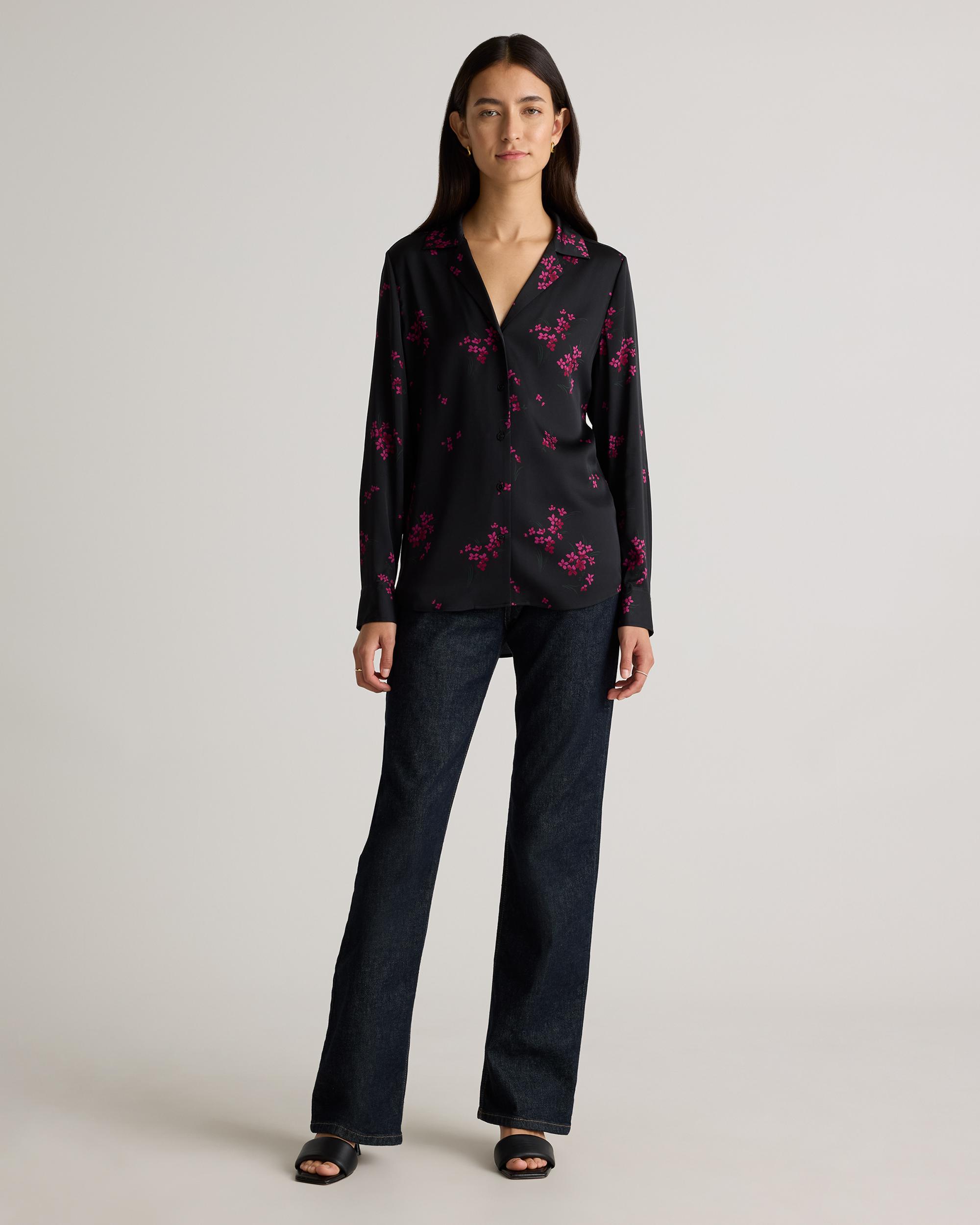 Quince | Women's Washable Stretch Silk Notch Collar Blouse Size XL Product Image