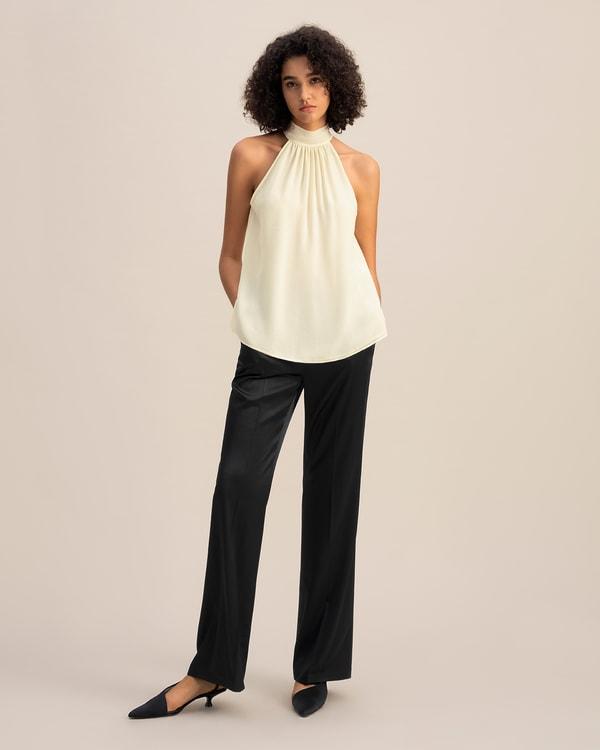 LILYSILK Silk Blouse Women Halter Neck Lily White 4 Product Image