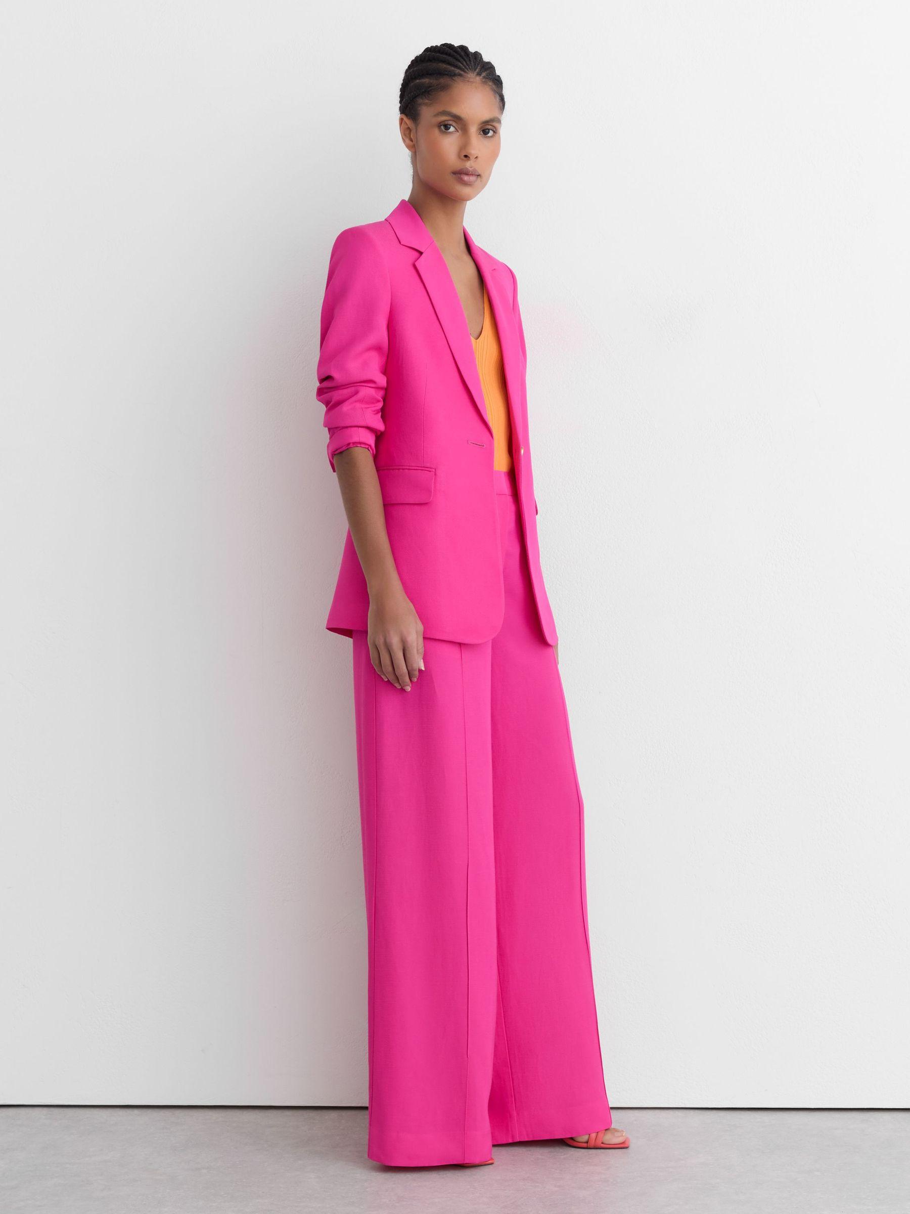 Petite Polka-Dot Wide-Leg Suit Trousers in White/Navy Product Image