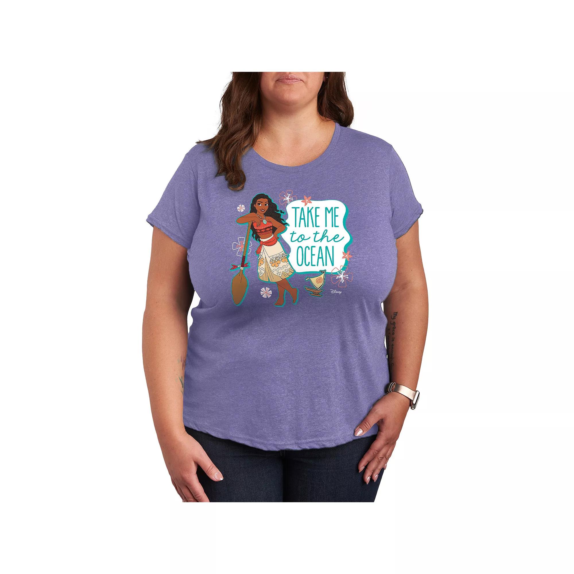 Disney Princess Moana Plus Ocean Graphic Tee, Women's,  Product Image