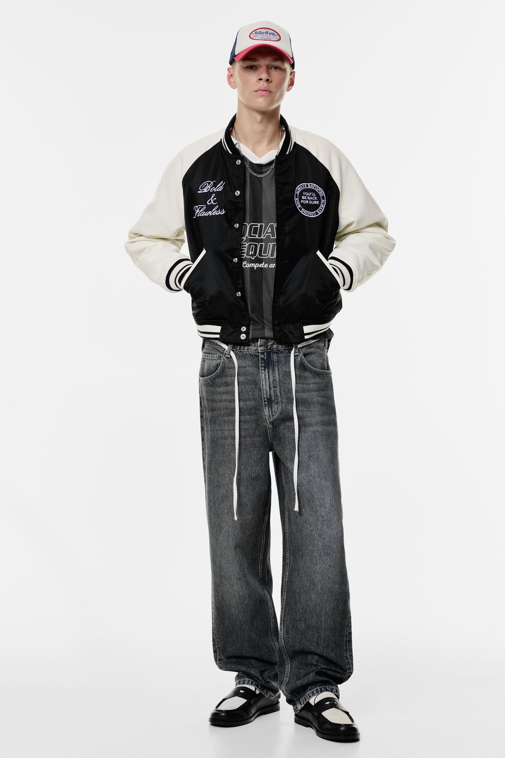 Embroidered varsity bomber jacket Product Image