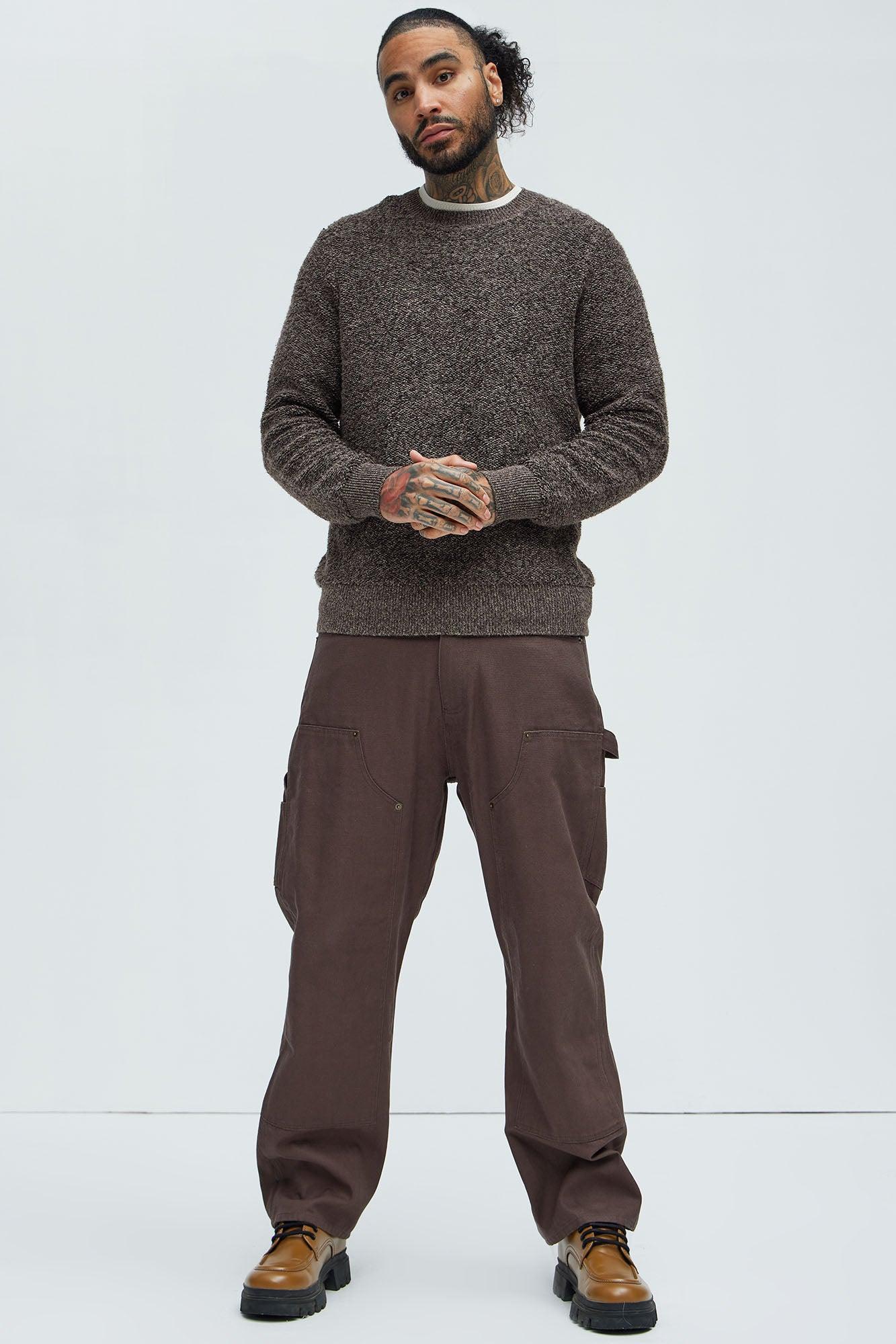 Fortnight Textured Sweater - Brown/combo Product Image