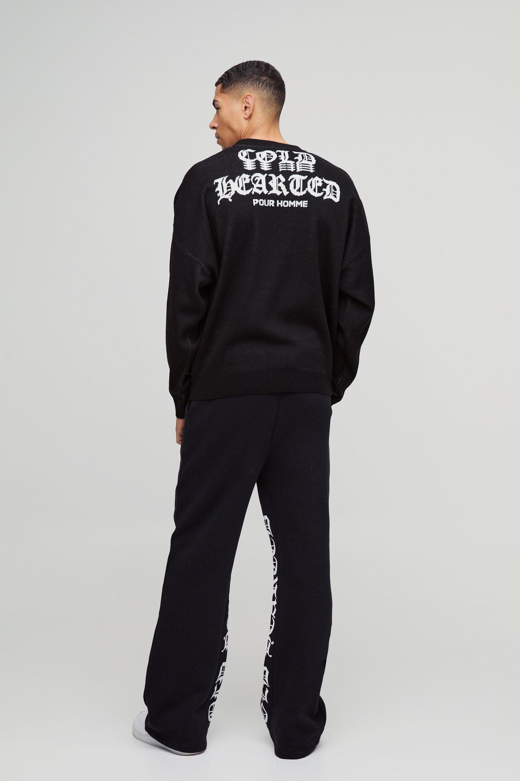 Relaxed Flare Gothic Gusset Print Sweatpants | boohooMAN USA Product Image
