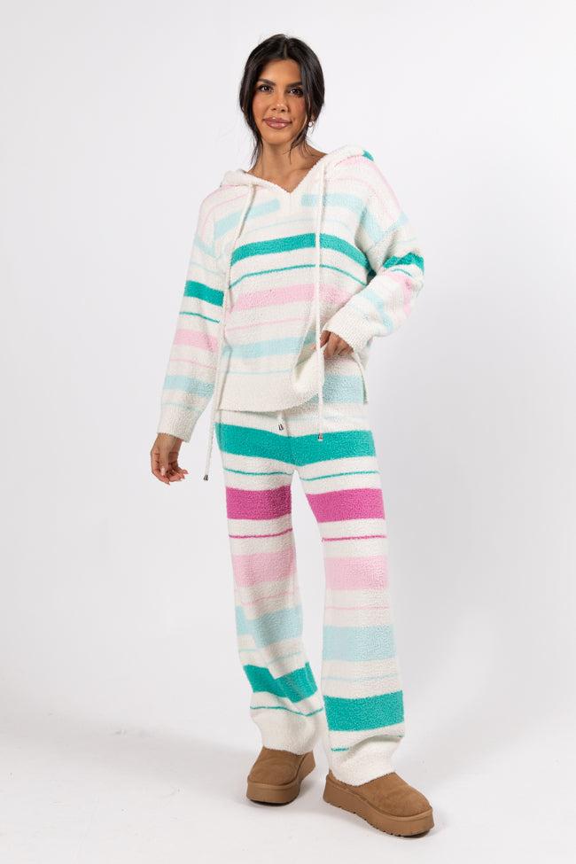 Heart On The Line Multi Striped Fuzzy Lounge Pants FINAL SALE Product Image