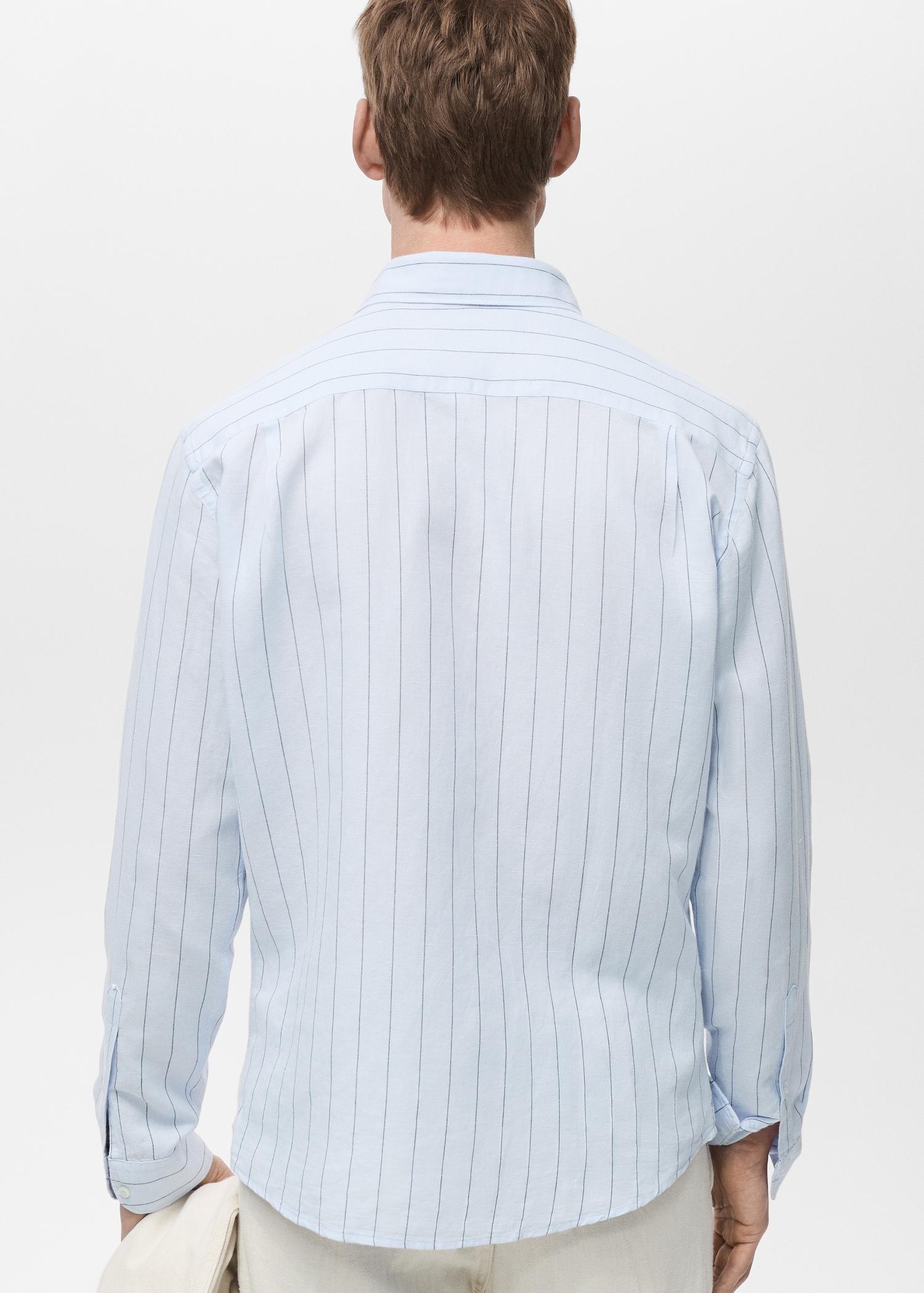 Linen pinstripe shirt - Men | MANGO USA Product Image