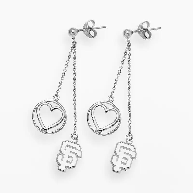 LogoArt San Francisco Giants Beloved Sterling Silver Linear Drop Earrings, Womens, Grey Product Image