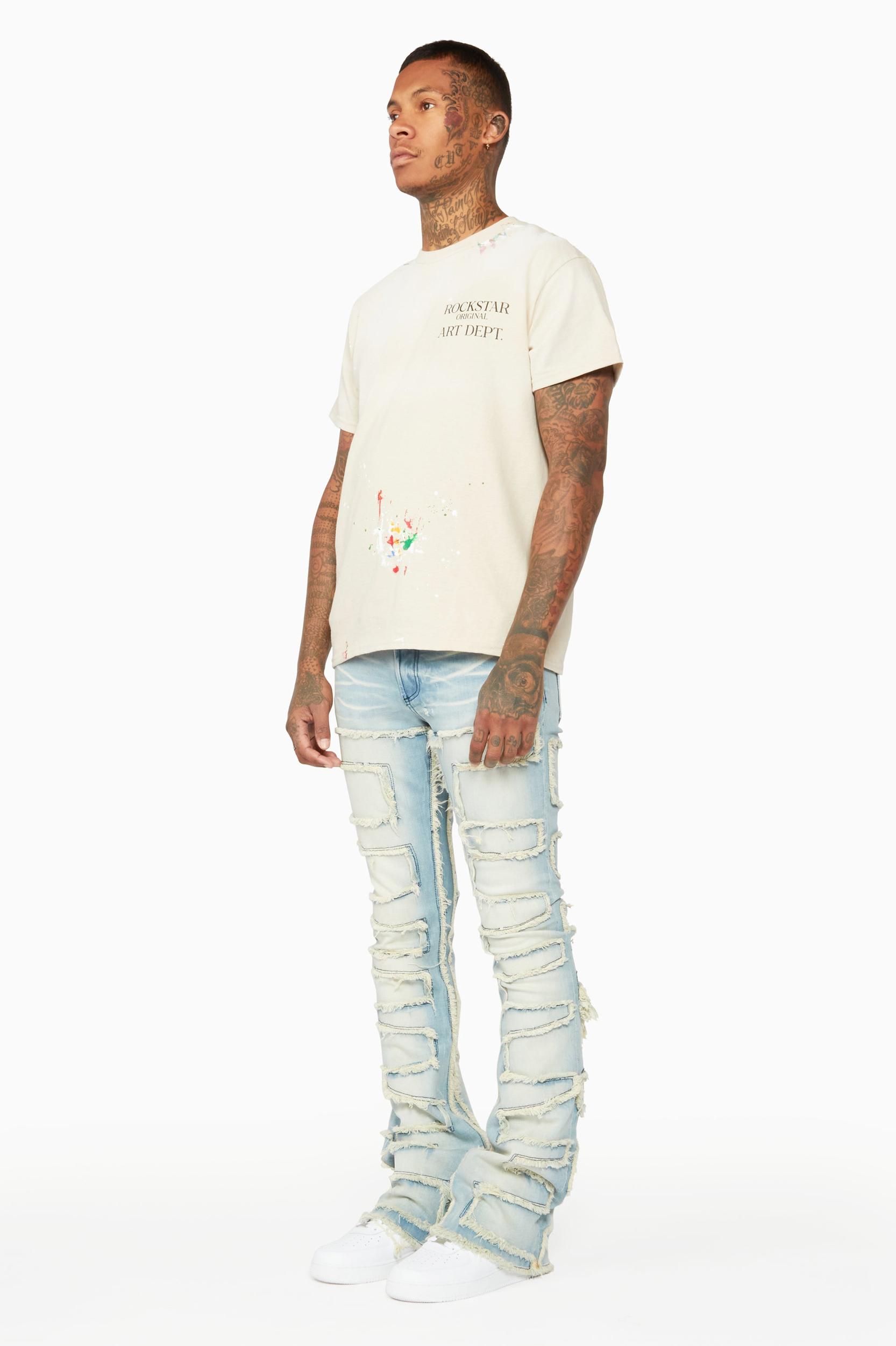 Shake Light Blue Stacked Flare Jean Male Product Image