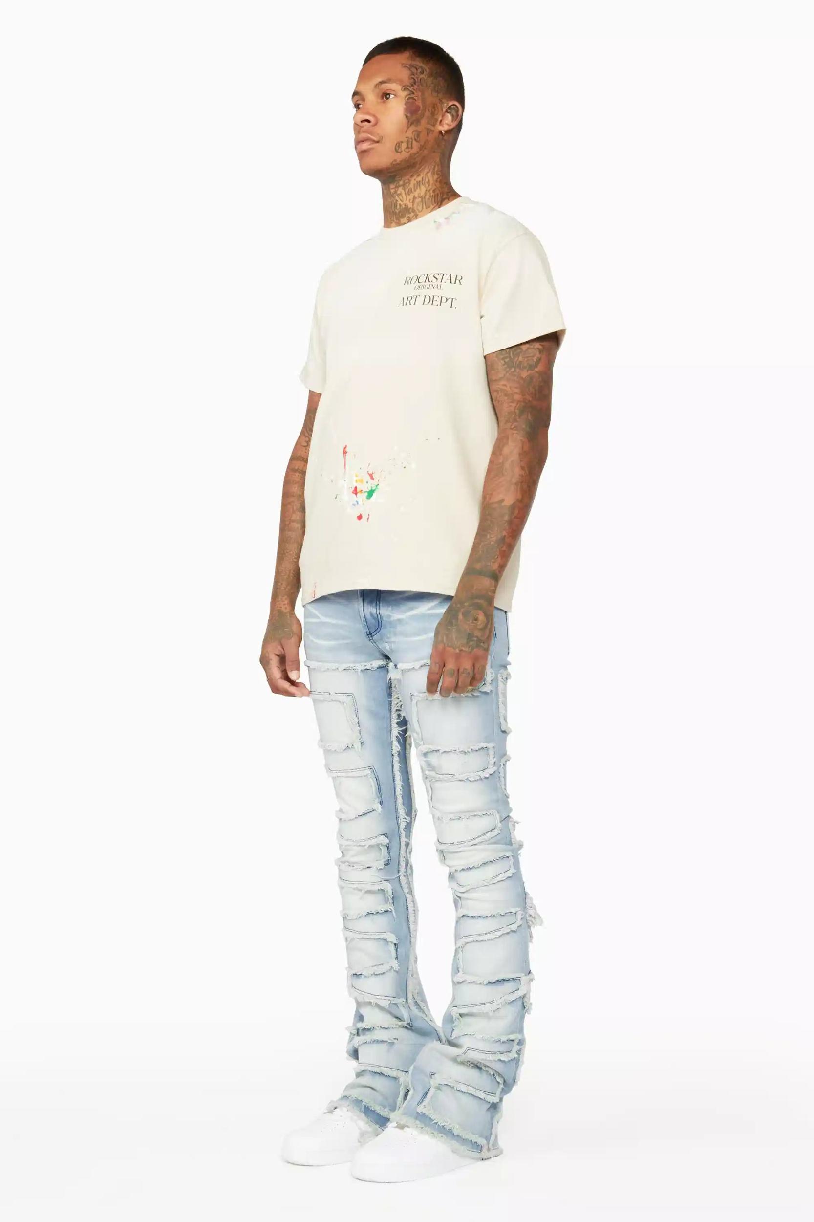 Shake Light Blue Stacked Flare Jean Male Product Image