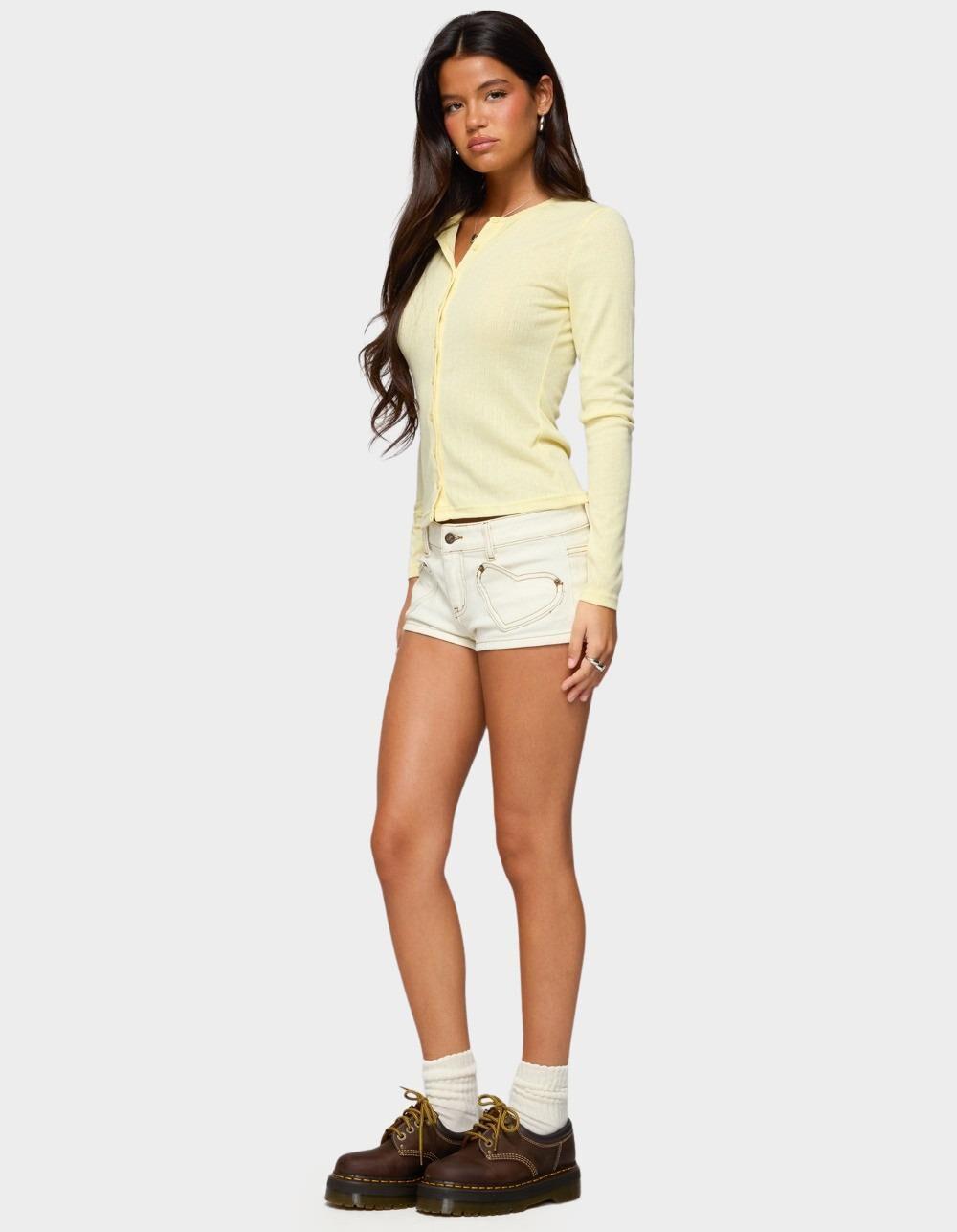 EDIKTED Maeva Button Up Pointelle Top - YELLOW Product Image