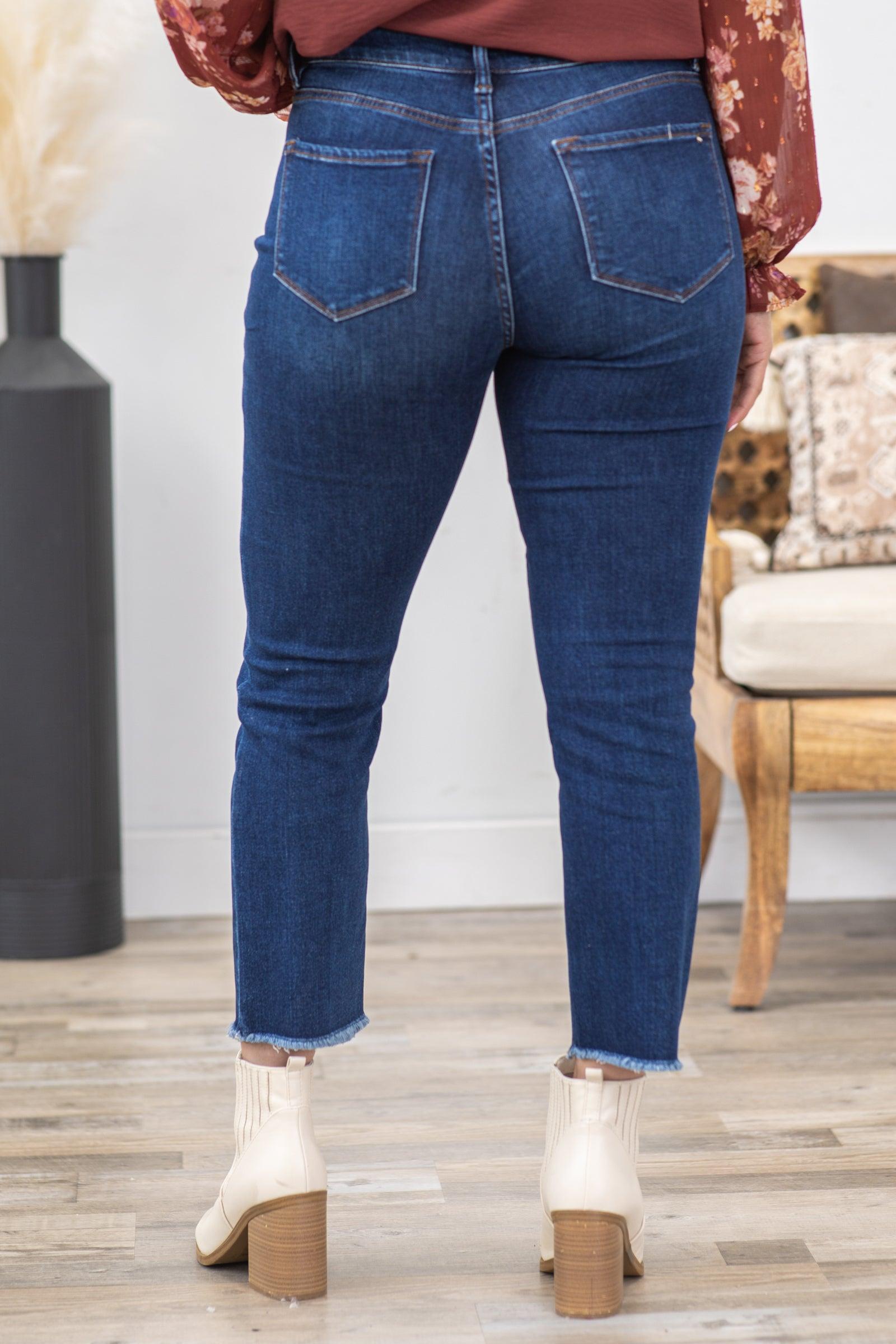 Mica Dark Wash High Rise Straight Crop Jean Product Image