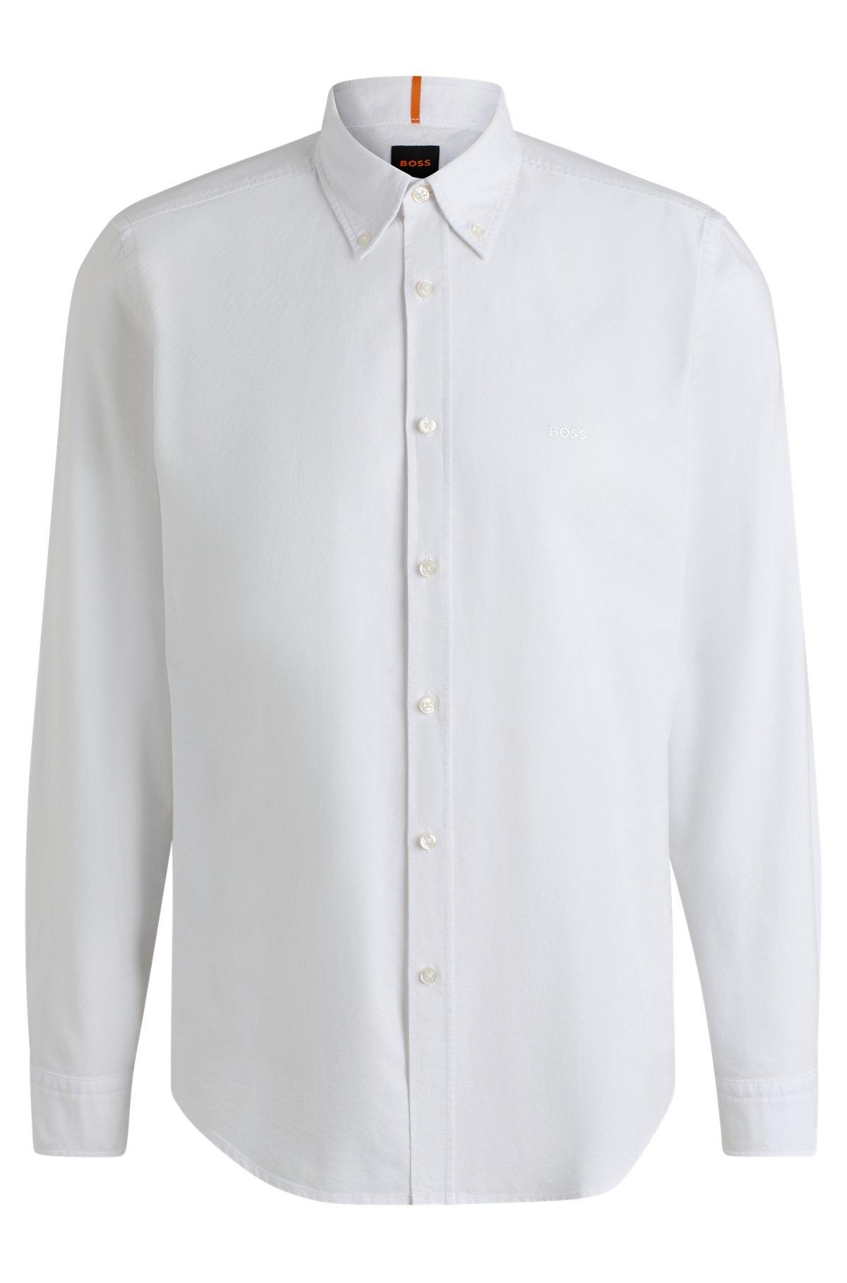 BOSS - Button-down regular-fit shirt in Oxford cotton - White Product Image