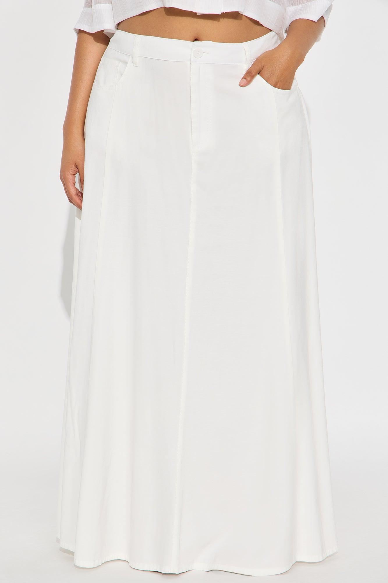 Harlow Maxi A Line Pleated Rayon Blend Skirt - Ivory Female Product Image