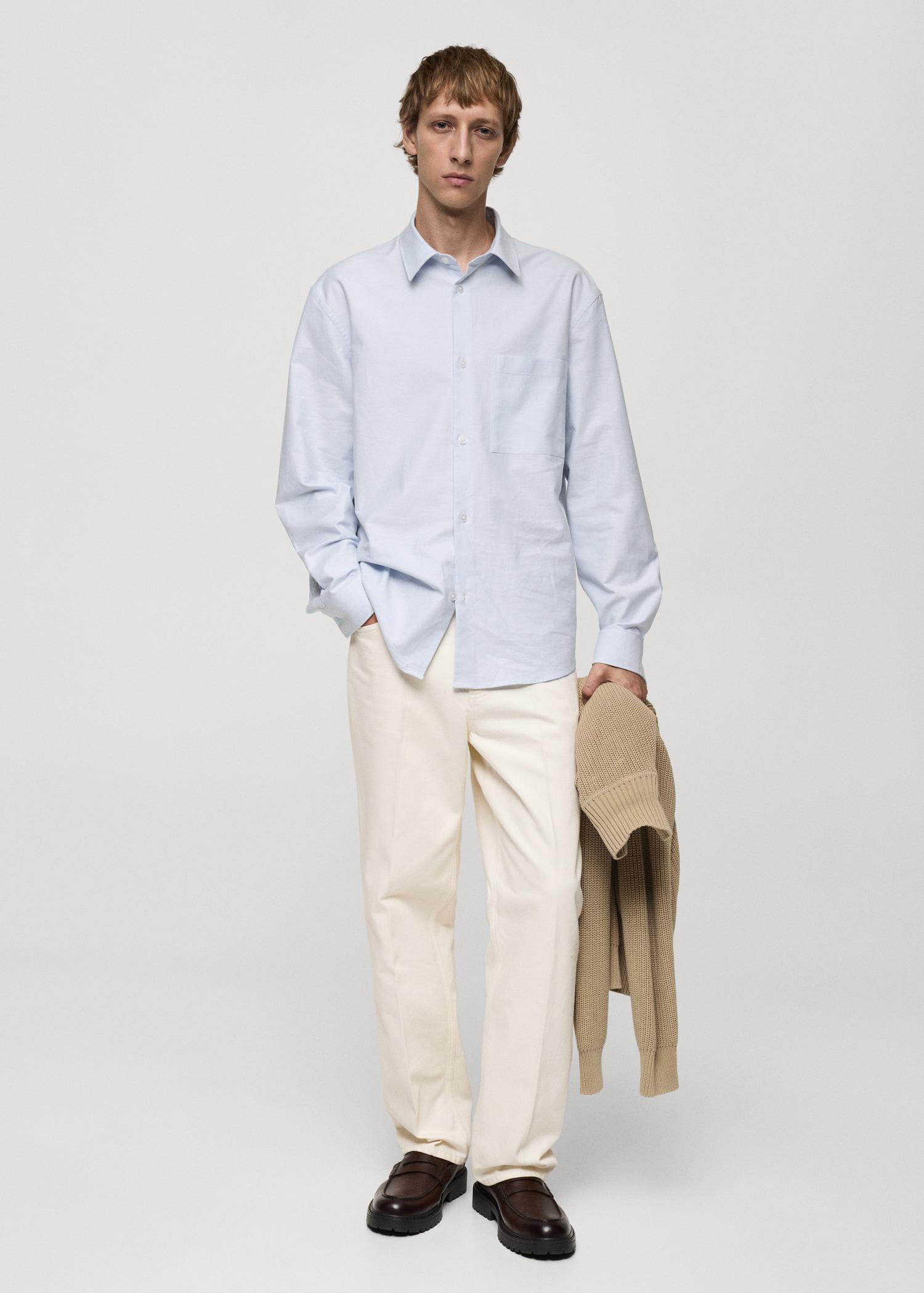 Relaxed-fit Oxford cotton shirt - Men | MANGO USA Product Image