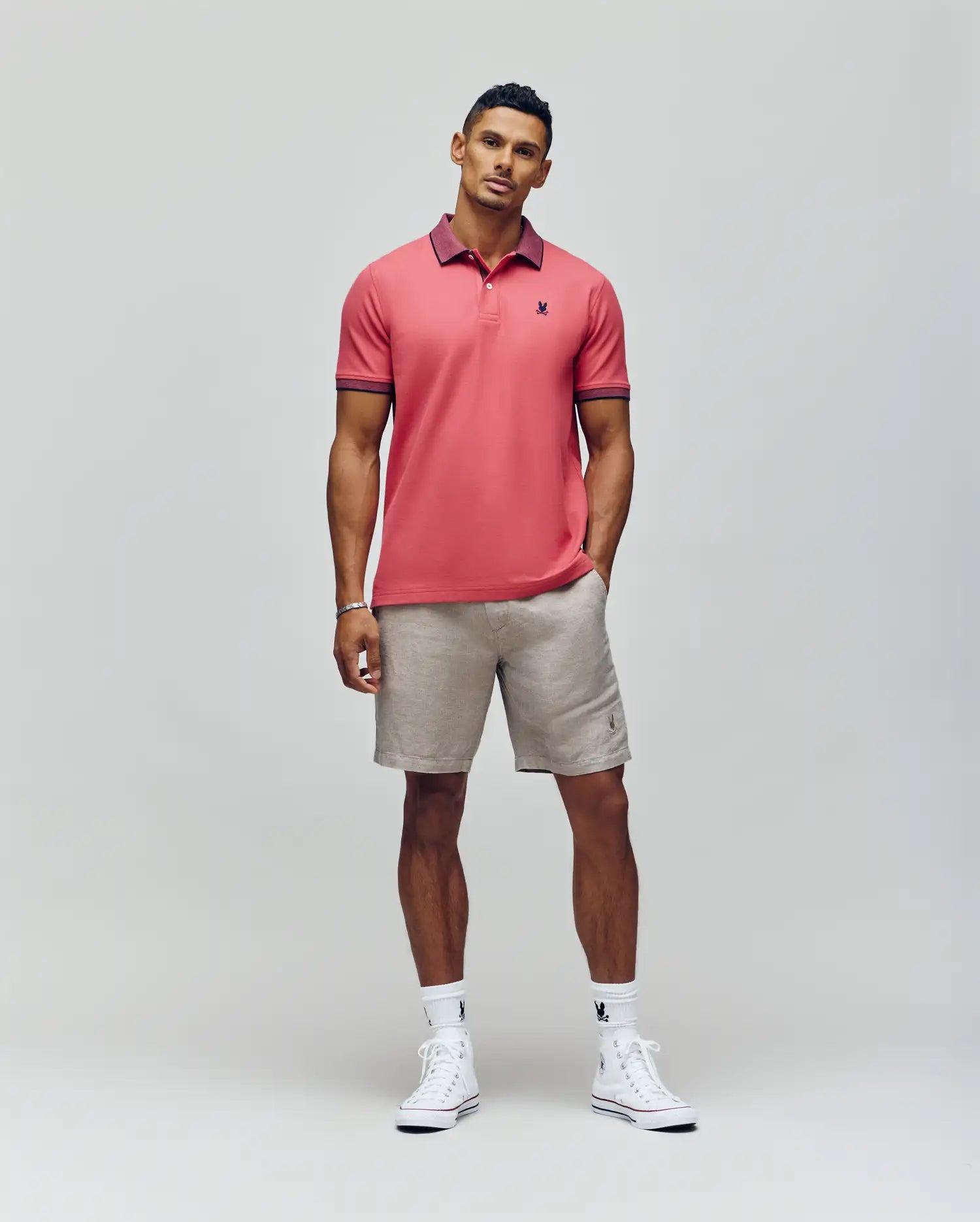 MENS JONAS MICRO STRIPE COLLAR PIQUE POLO - B6K583F200 Male Product Image