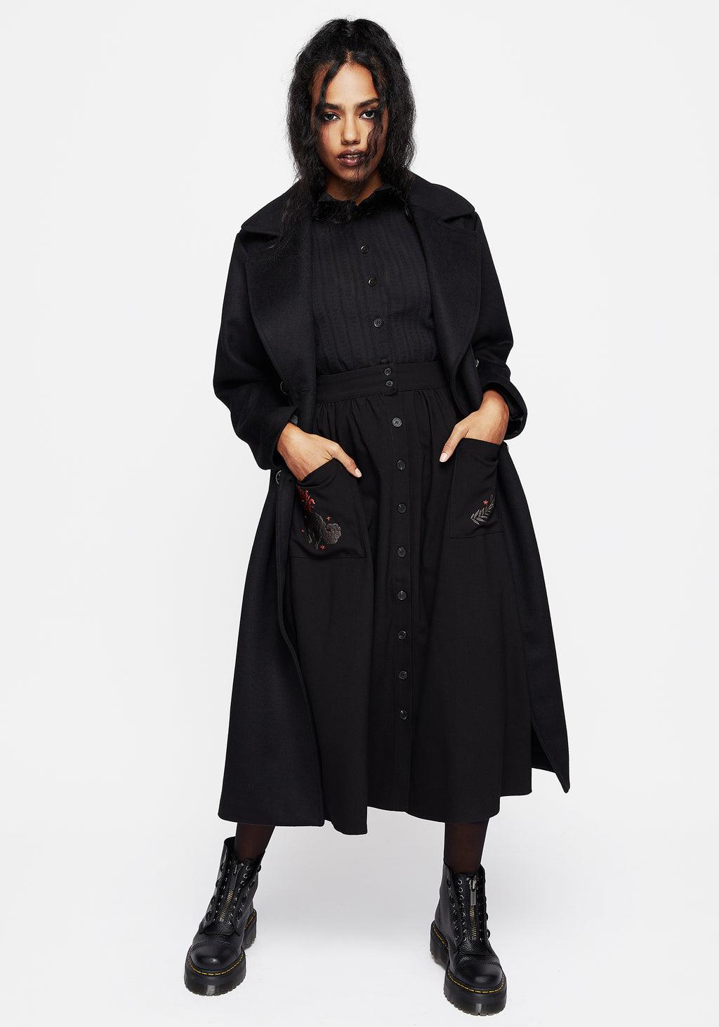 Foxfire Embroidered Button Up Midi Skirt Product Image