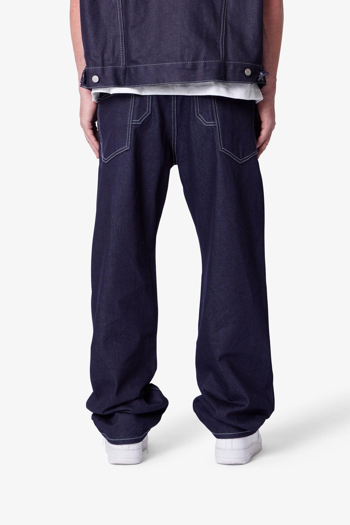 Ultra Baggy Raw Work Denim - Blue Product Image