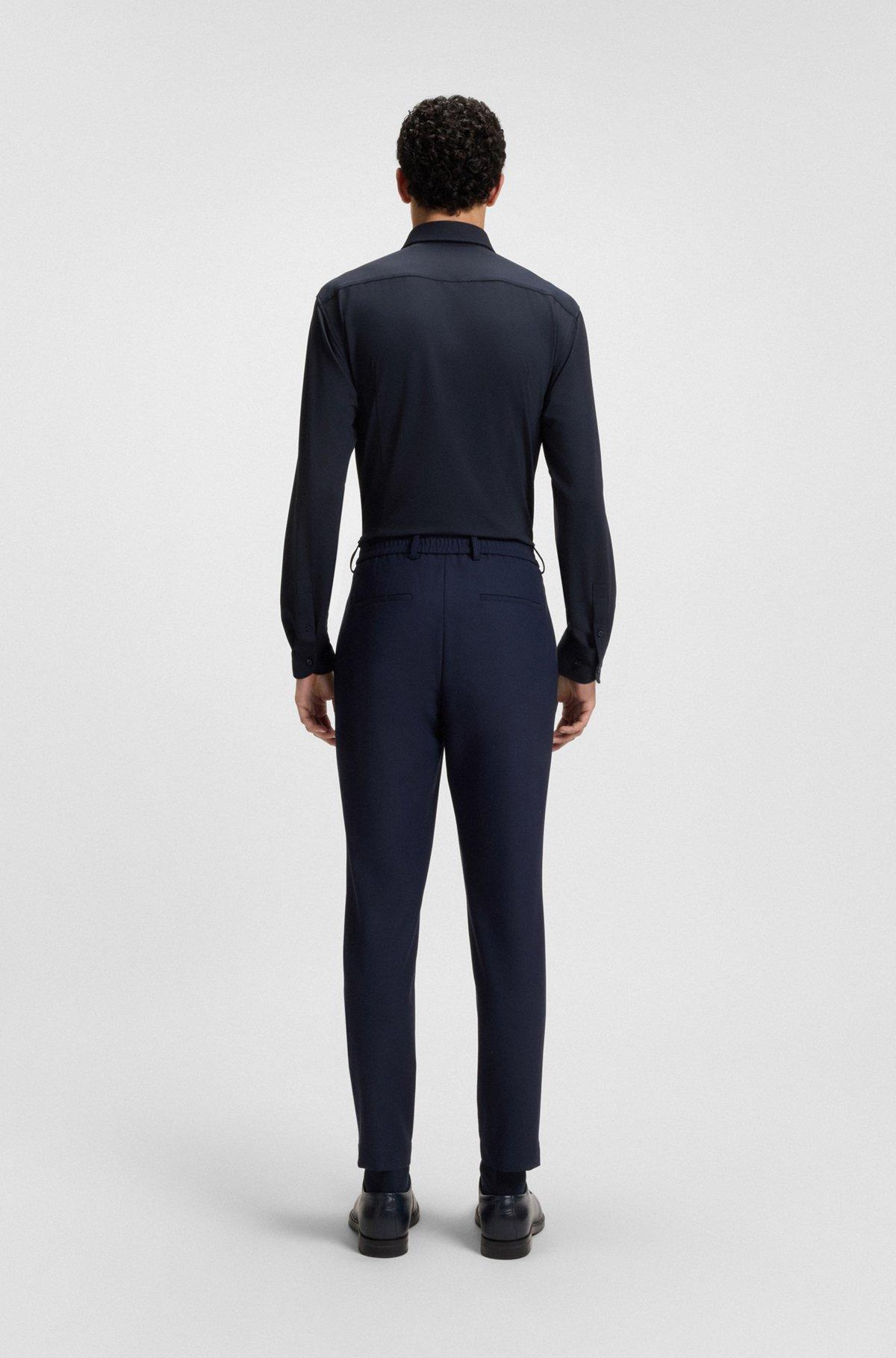 Slim-fit shirt in structured performance-stretch jersey Product Image